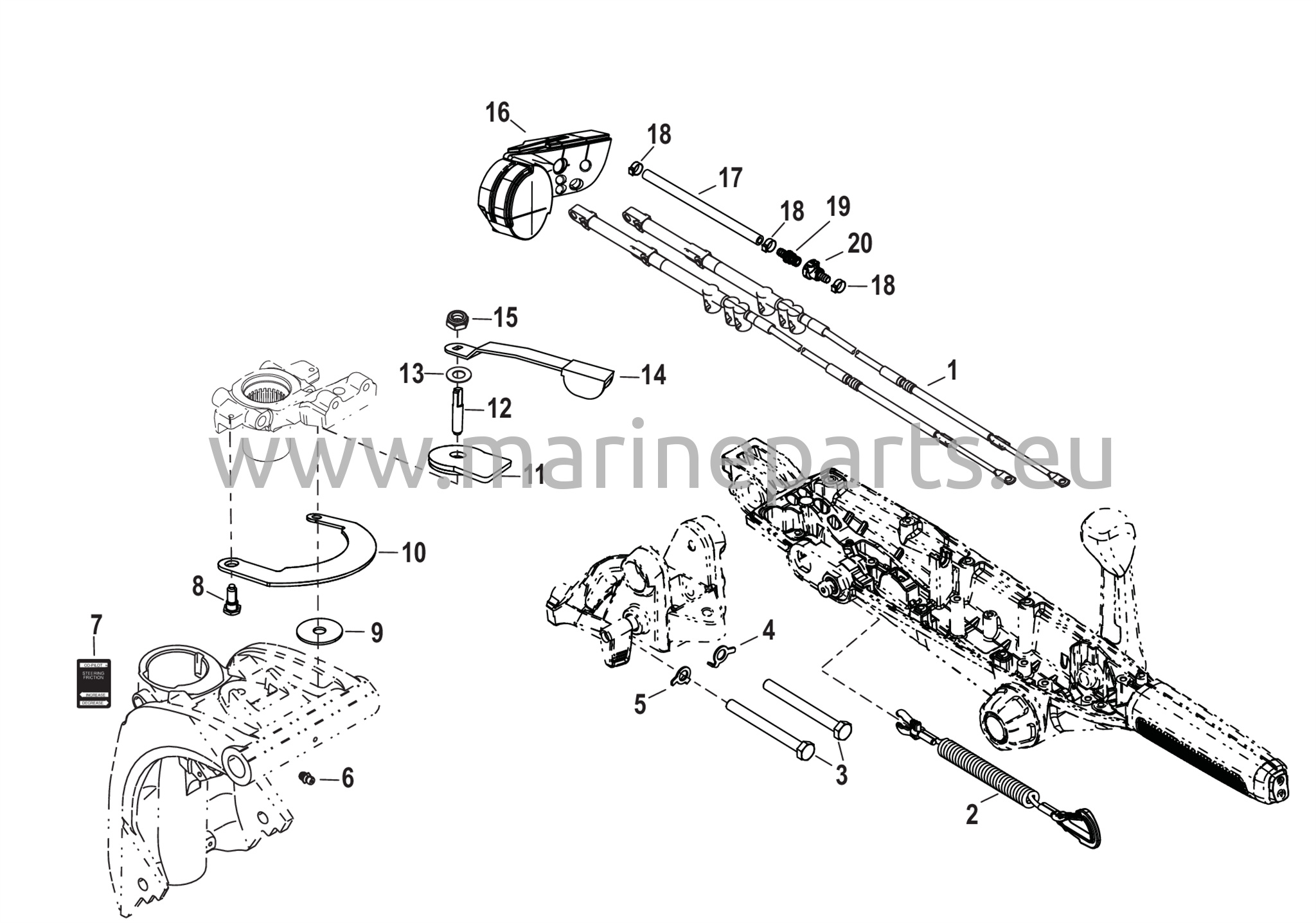 Komponenter för styrrattssats (Mittenmonterad SeaPro)