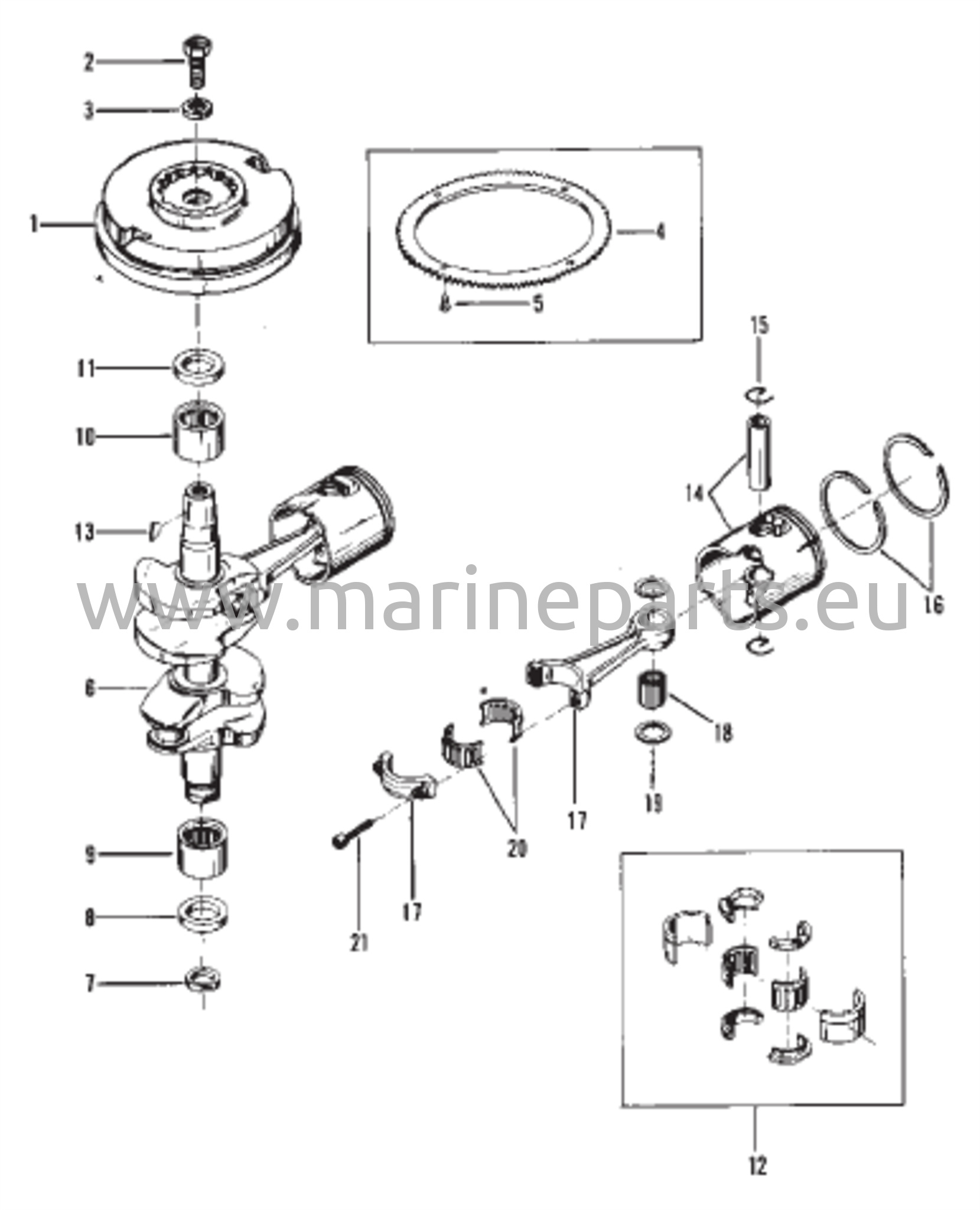 Crankshaft, Pistons and Flywheel 