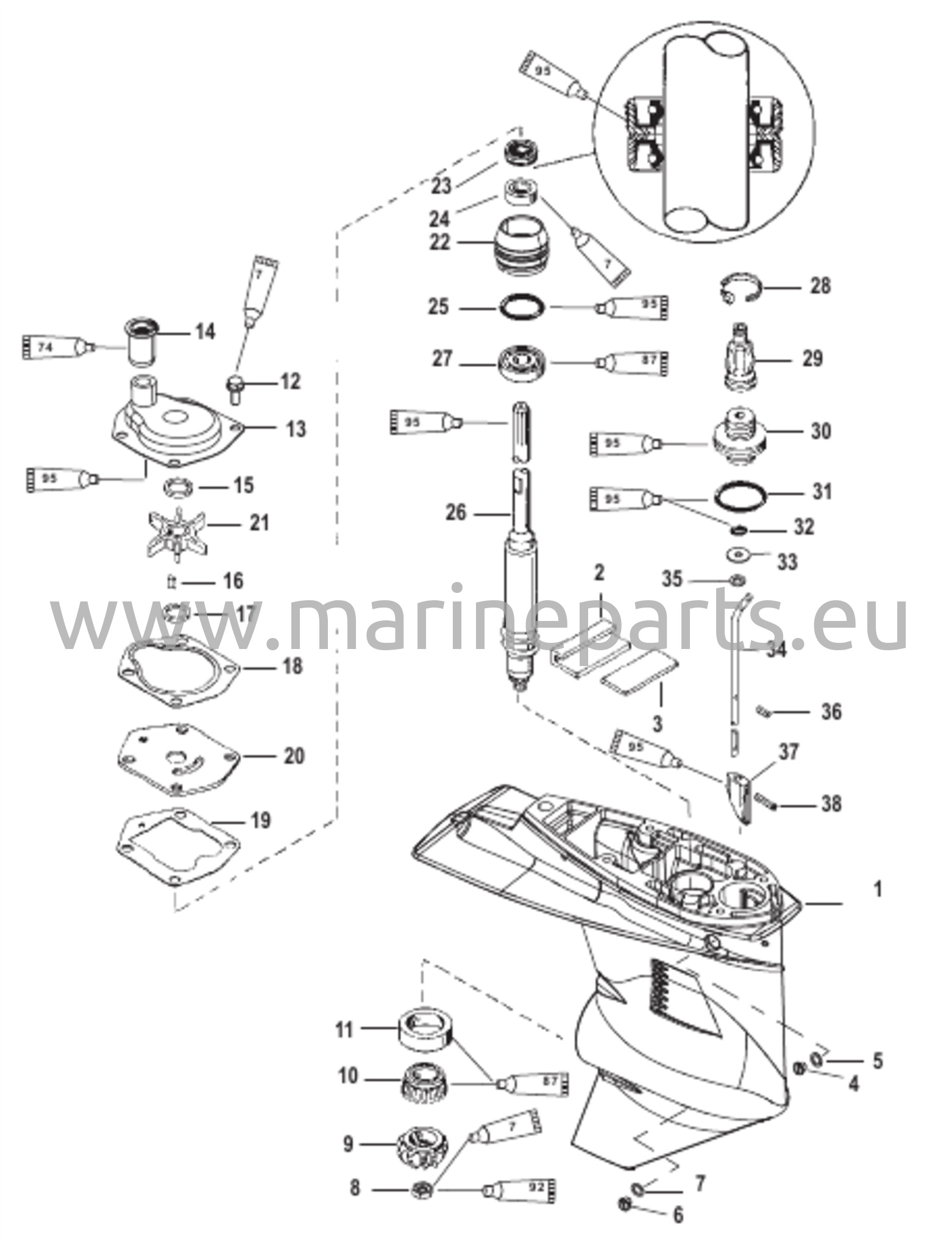 Hammasrataste korpus võllülekandega - 2,41:1 ülekandearv