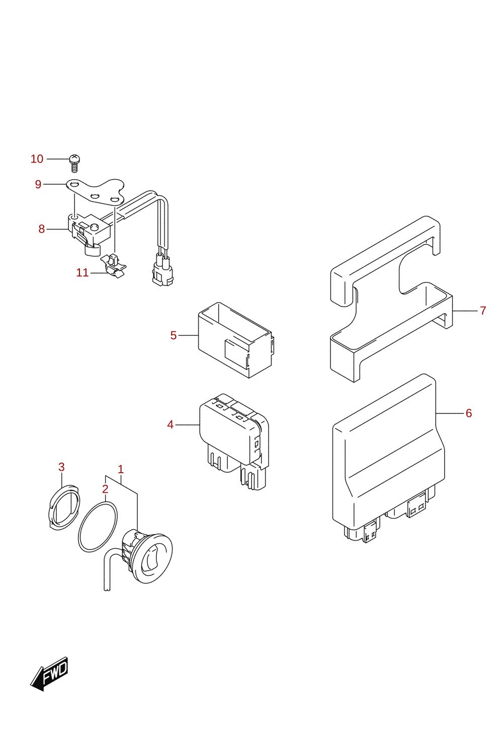 PTT switch / engine control unit (DF115)