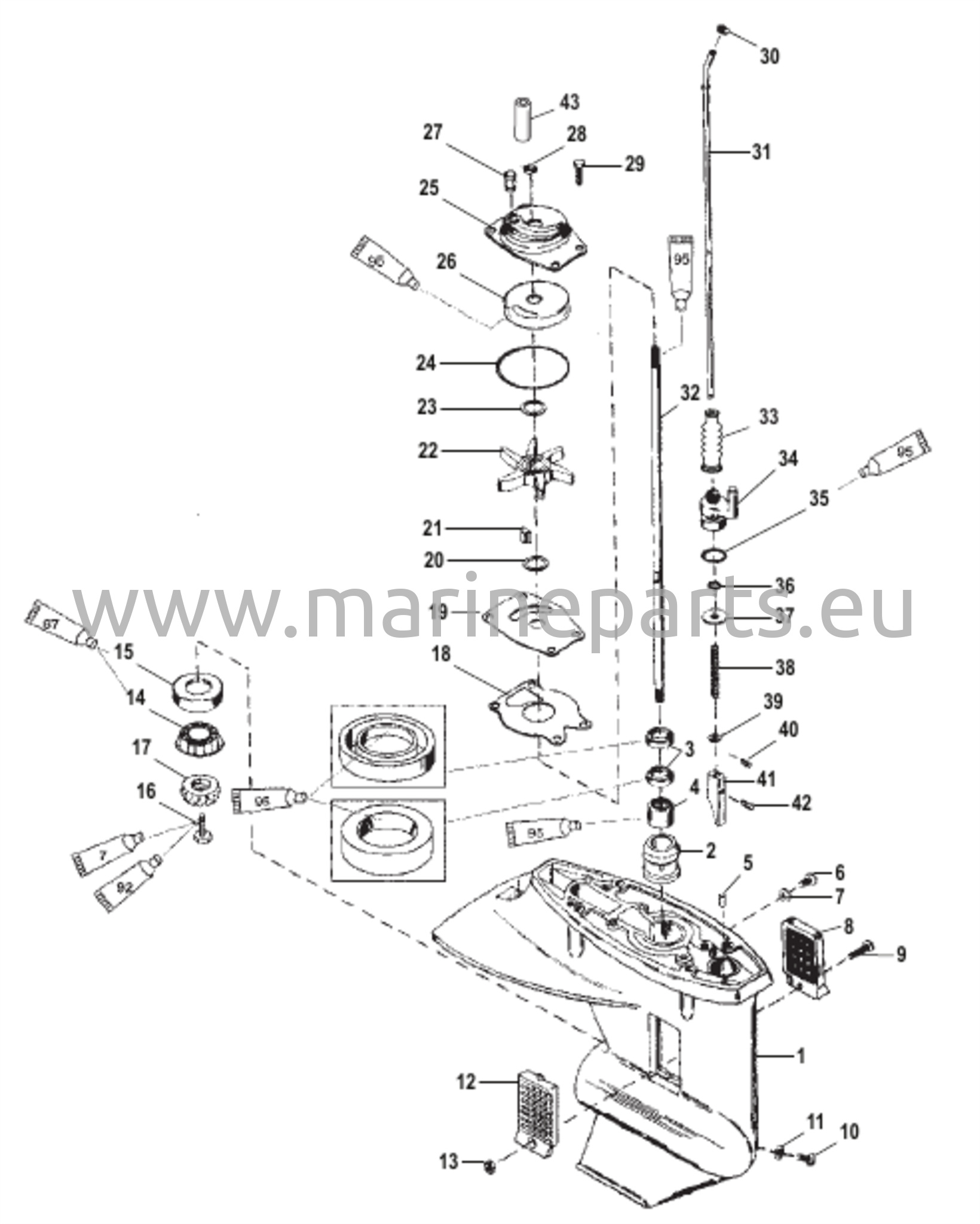 Vaihteiston kotelo (voimansiirtoakseli) (2,25:1 vaihdekerroin)