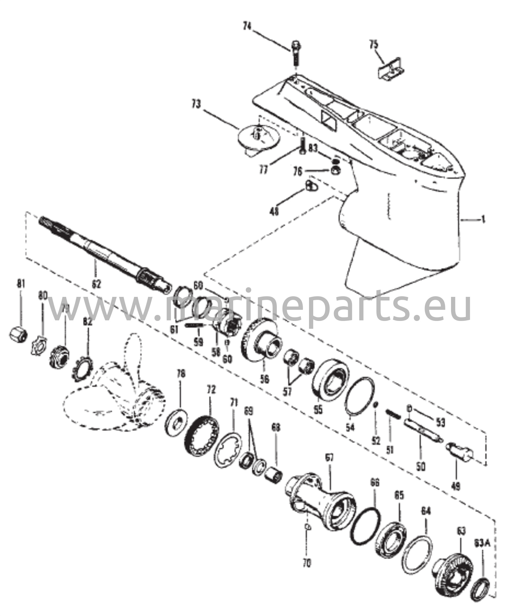 Vaihteiston kotelo voimansiirtoakselille - 1,87:1 vaihde, halkaisija 4,75 tuumaa