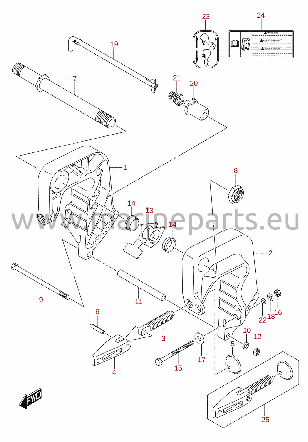 Spejlbeslag (DF15AR, DF20AR, DF9.9BR)