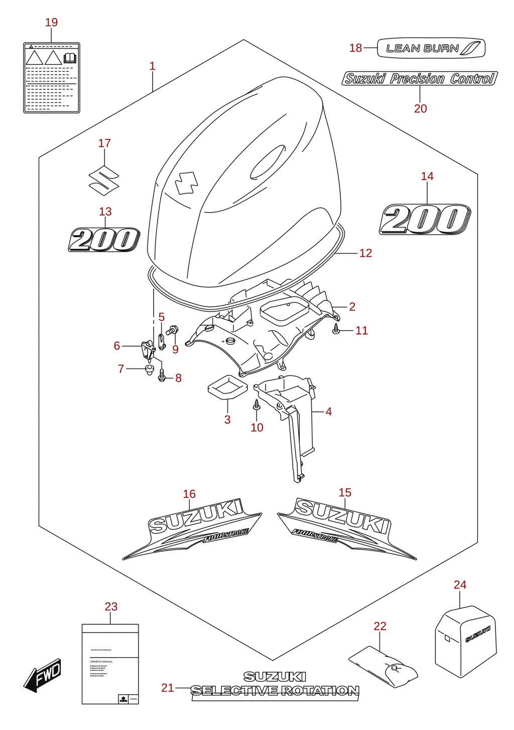 Sprängskisser för Suzuki DF200AP (E01) 2016 [DF200AP_E01_016]
