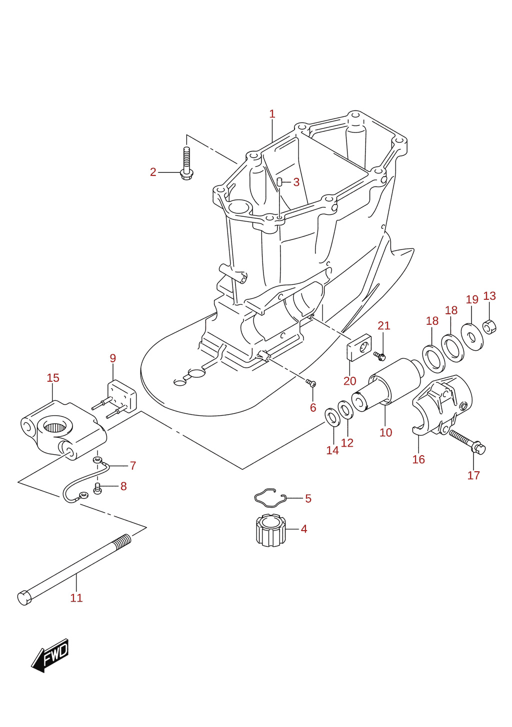Carter d'arbre de transmission (X-transom)
