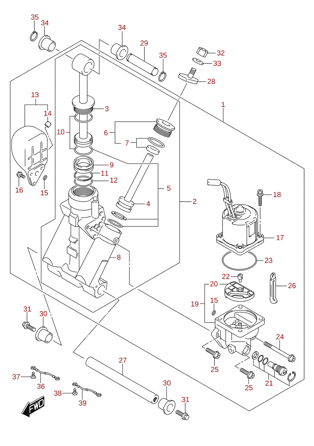 Trim cylinder (L-transom)