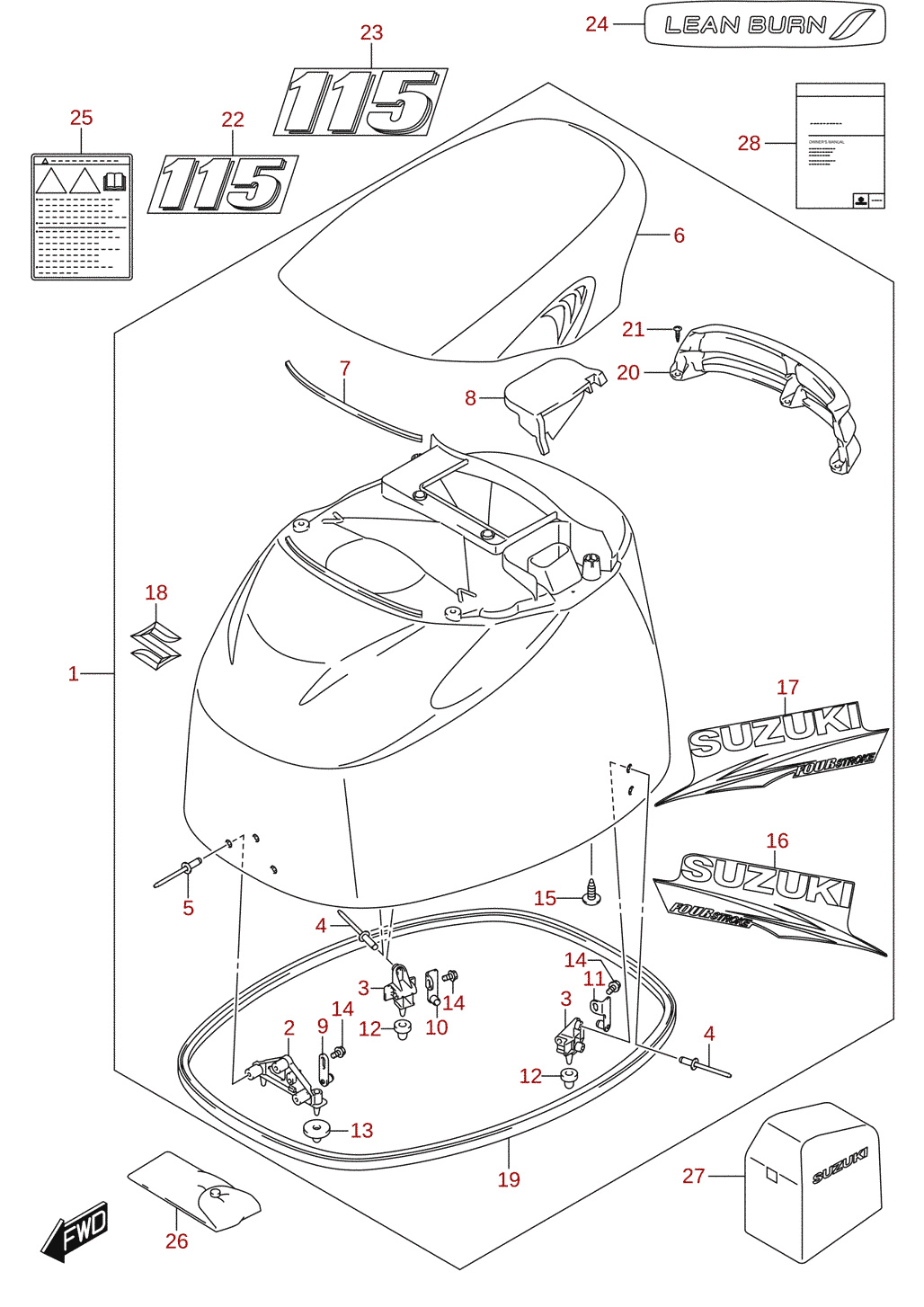 Engine cover (DF115AT, DF115AZ)