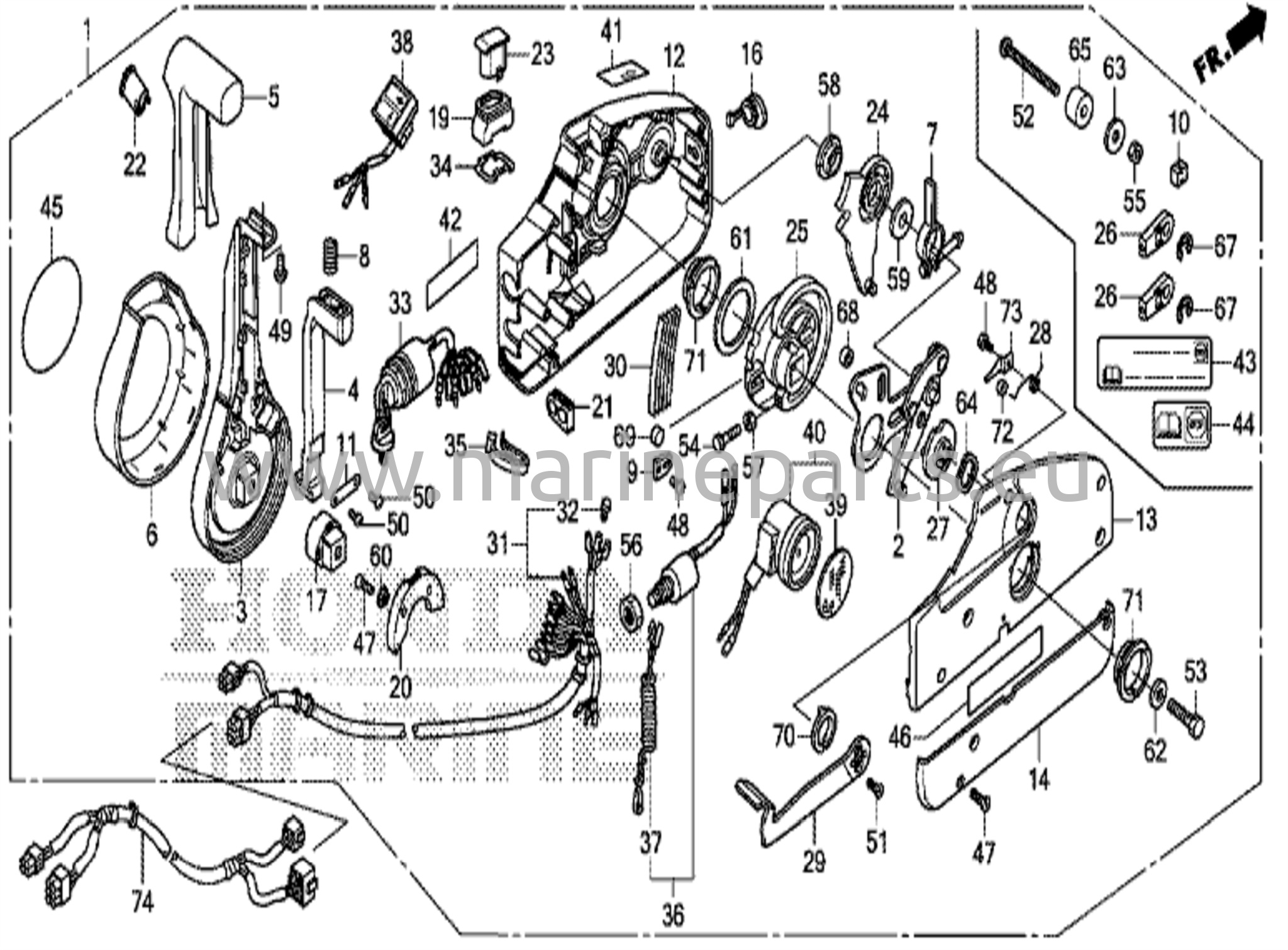 Remote control (nhk mec) (handle cap = chrome)