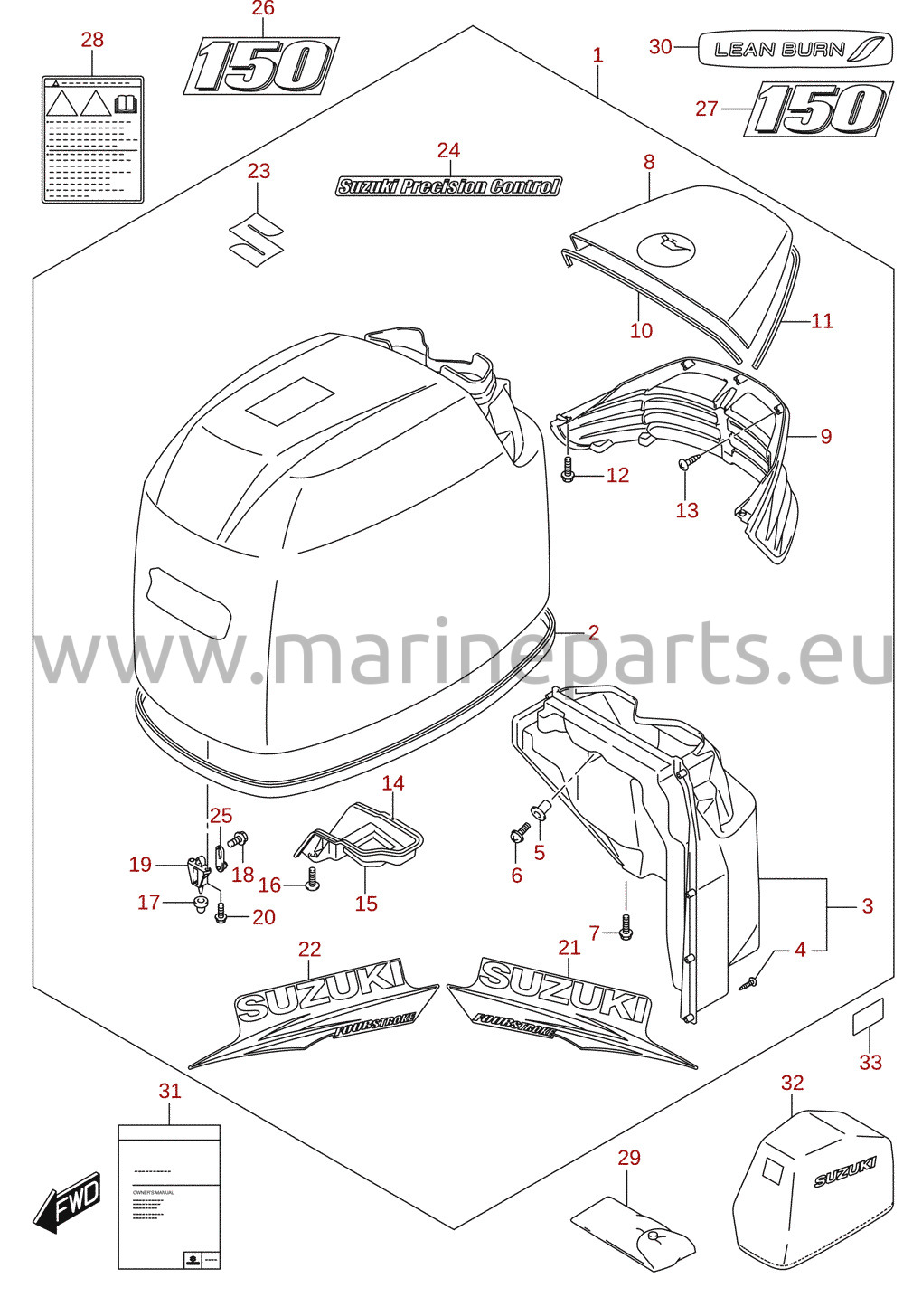 Capot moteur (DF150) 4/4