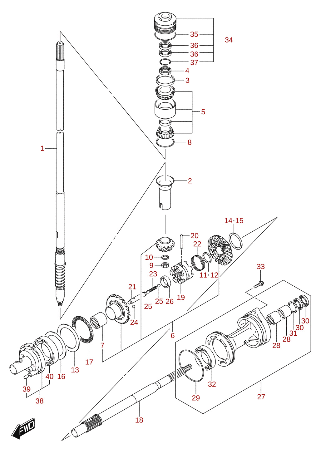 Getriebe (DF150T, DF175T)