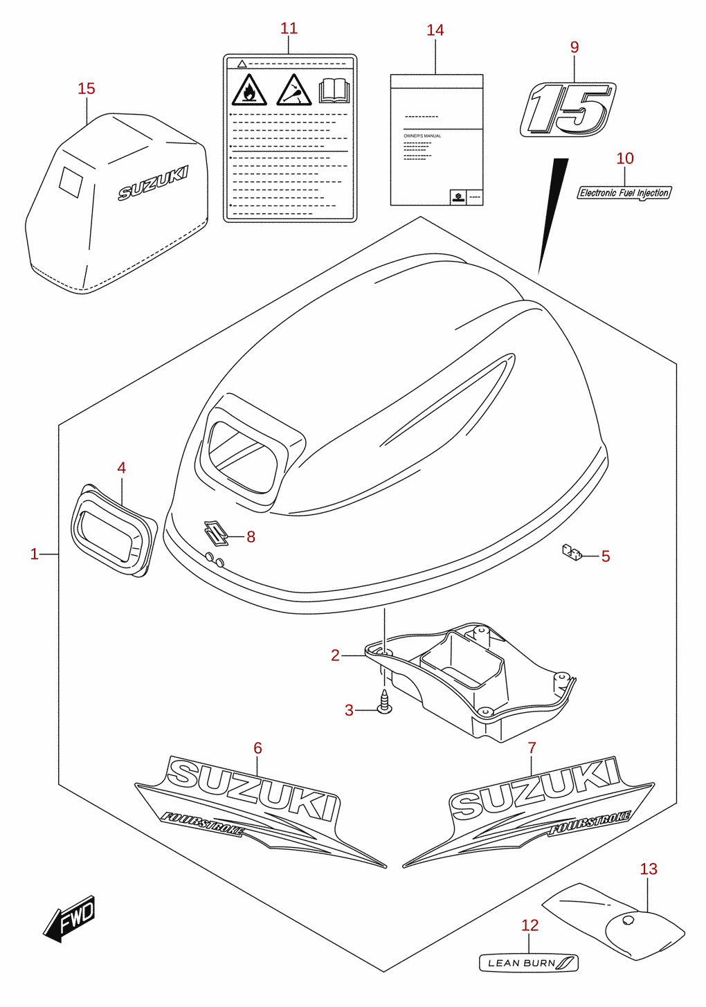 Engine cover (DF15A, DF15AR)