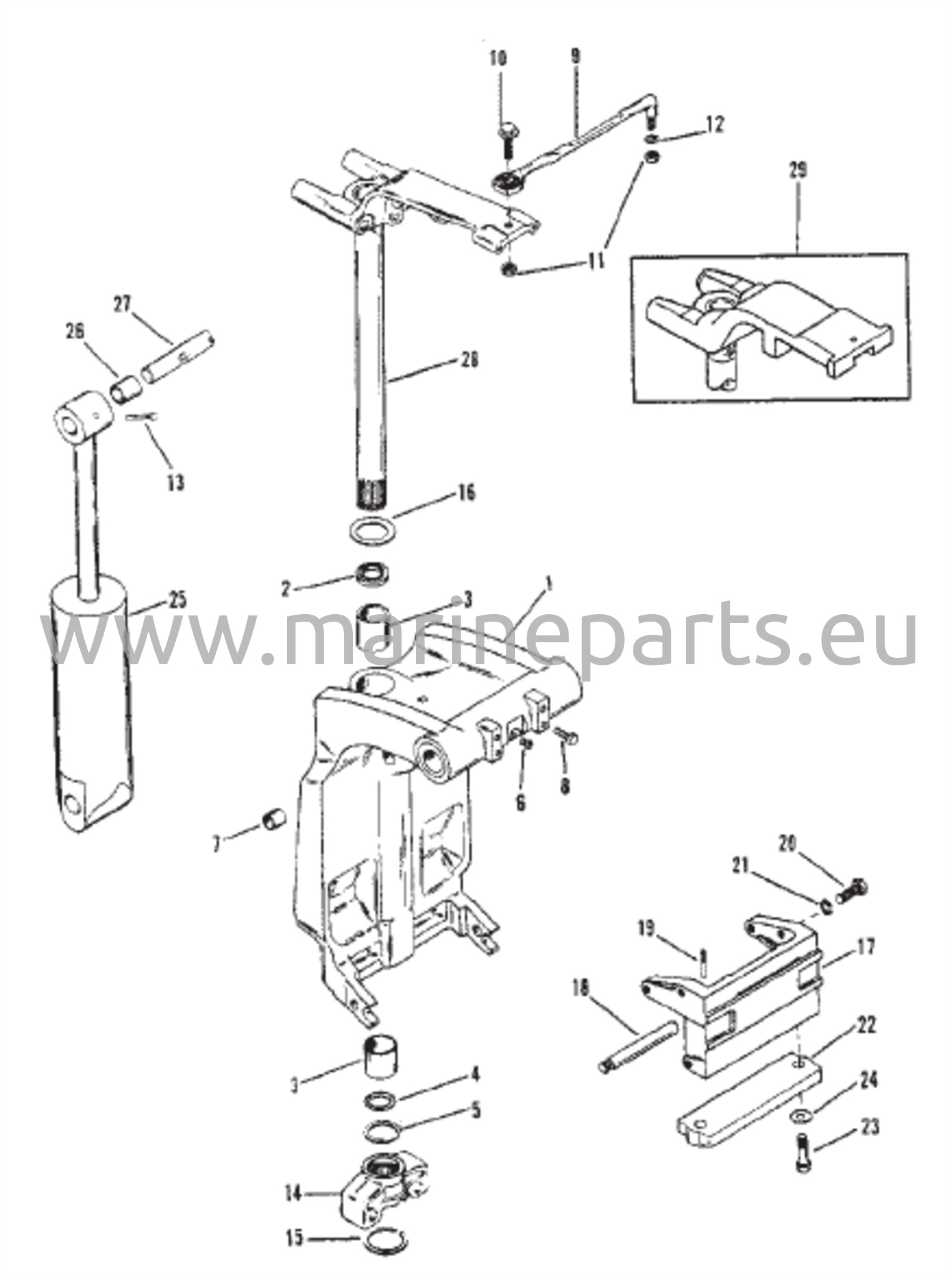 Kääntökiinnike ja ohjausvarsi (valunro 1499-8709C6)