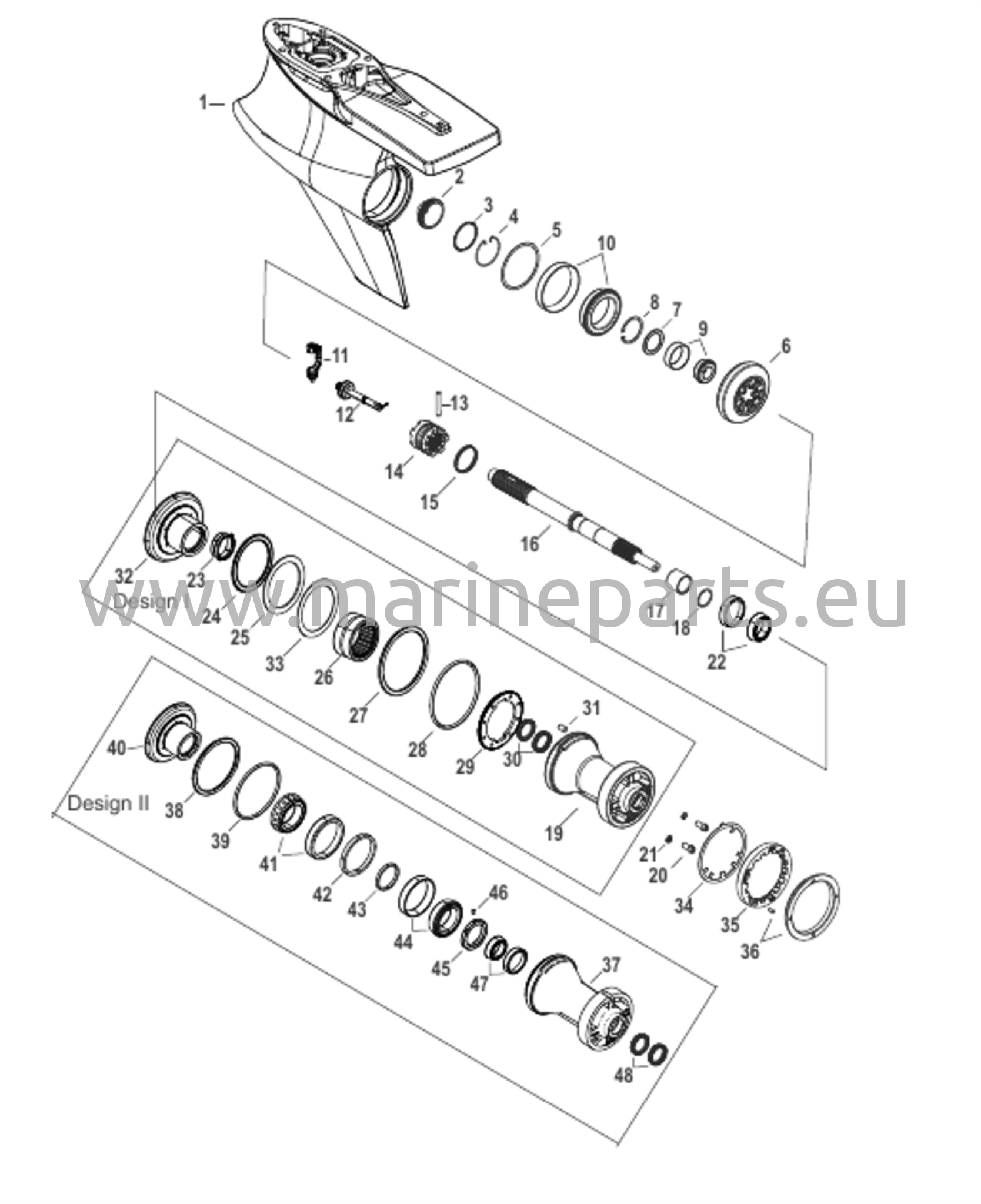 Vaihteiston kotelo, potkuriakseli - vastasuunta, Sport Master 1.60