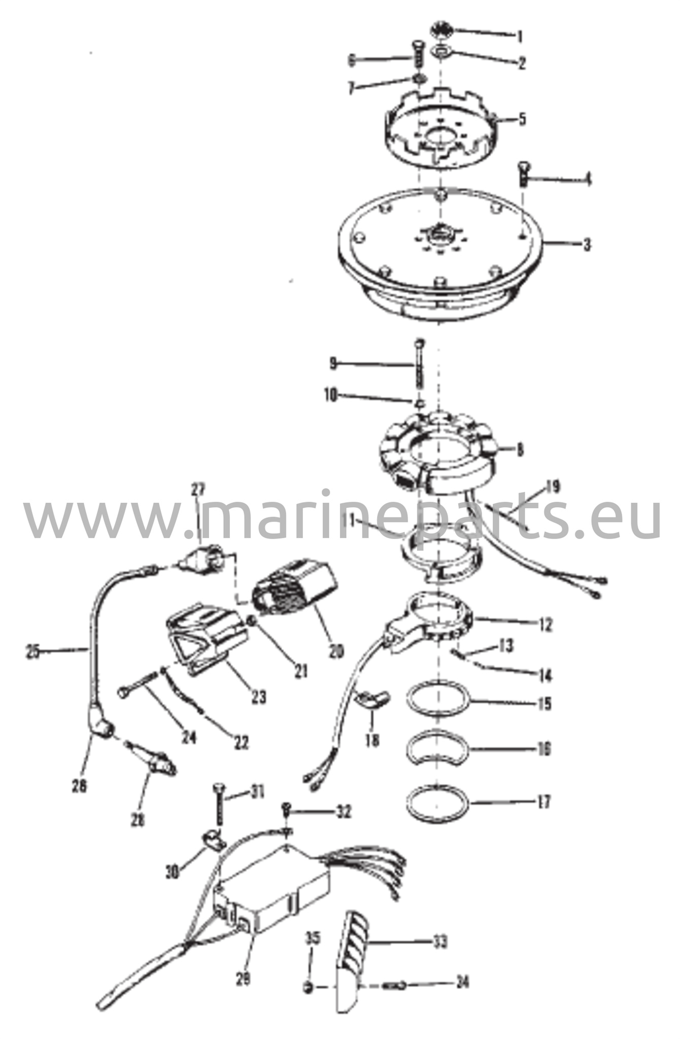 Flywheel, Ignition Coil and Switch Box 