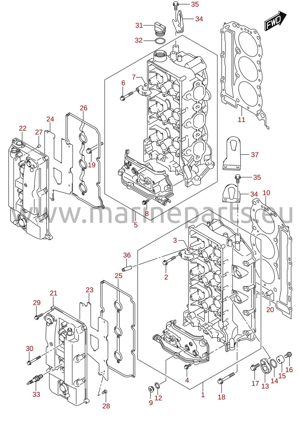 Plahvatusjoonised: Suzuki DF250A, DF300A (E01) 2015 [DF300A_E01_015]