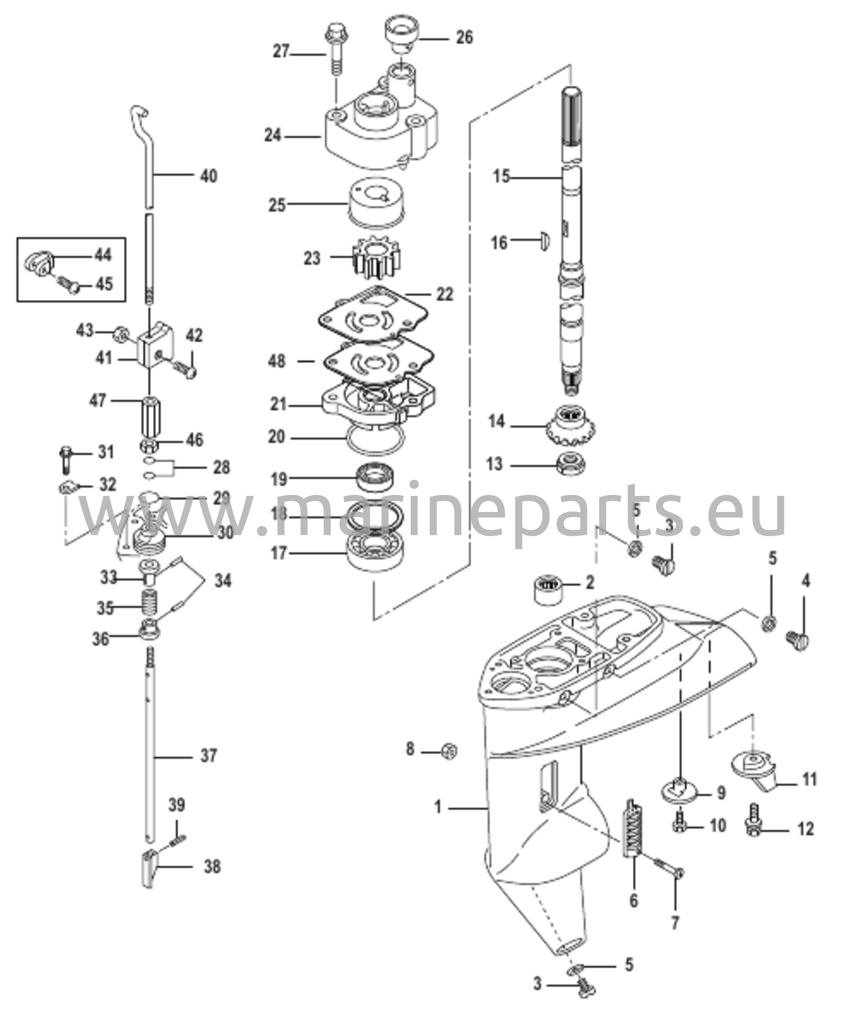 Vaihteiston kotelo vetoakseli