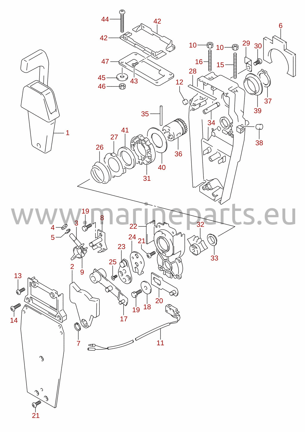 Reglage, enkelt (2) (DF100B, DF70A, DF75A, DF80A, DF90A) (tillval)