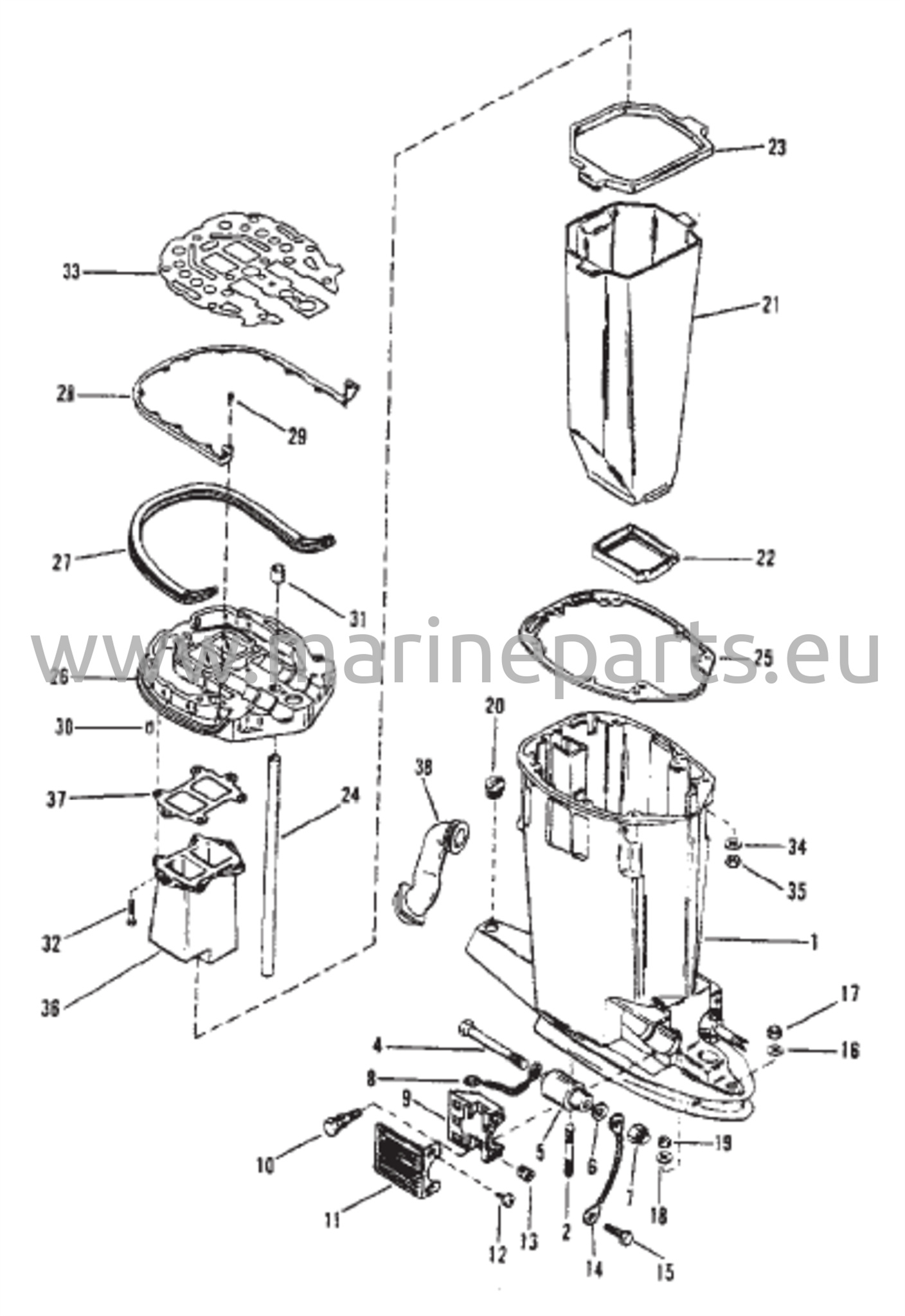 Voimansiirron akselikotelo ja pakoputki