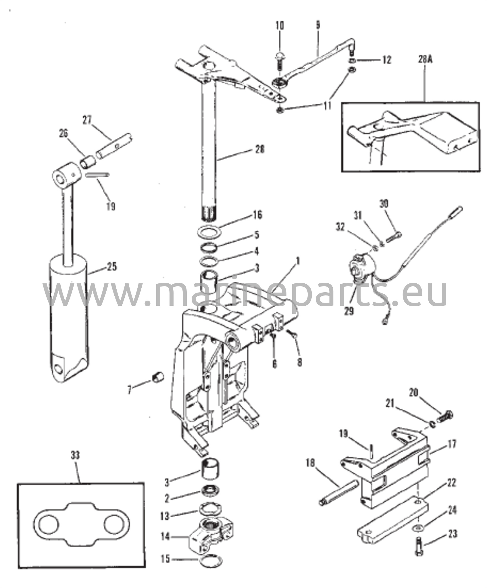 Kääntökiinnike ja ohjausvarsi