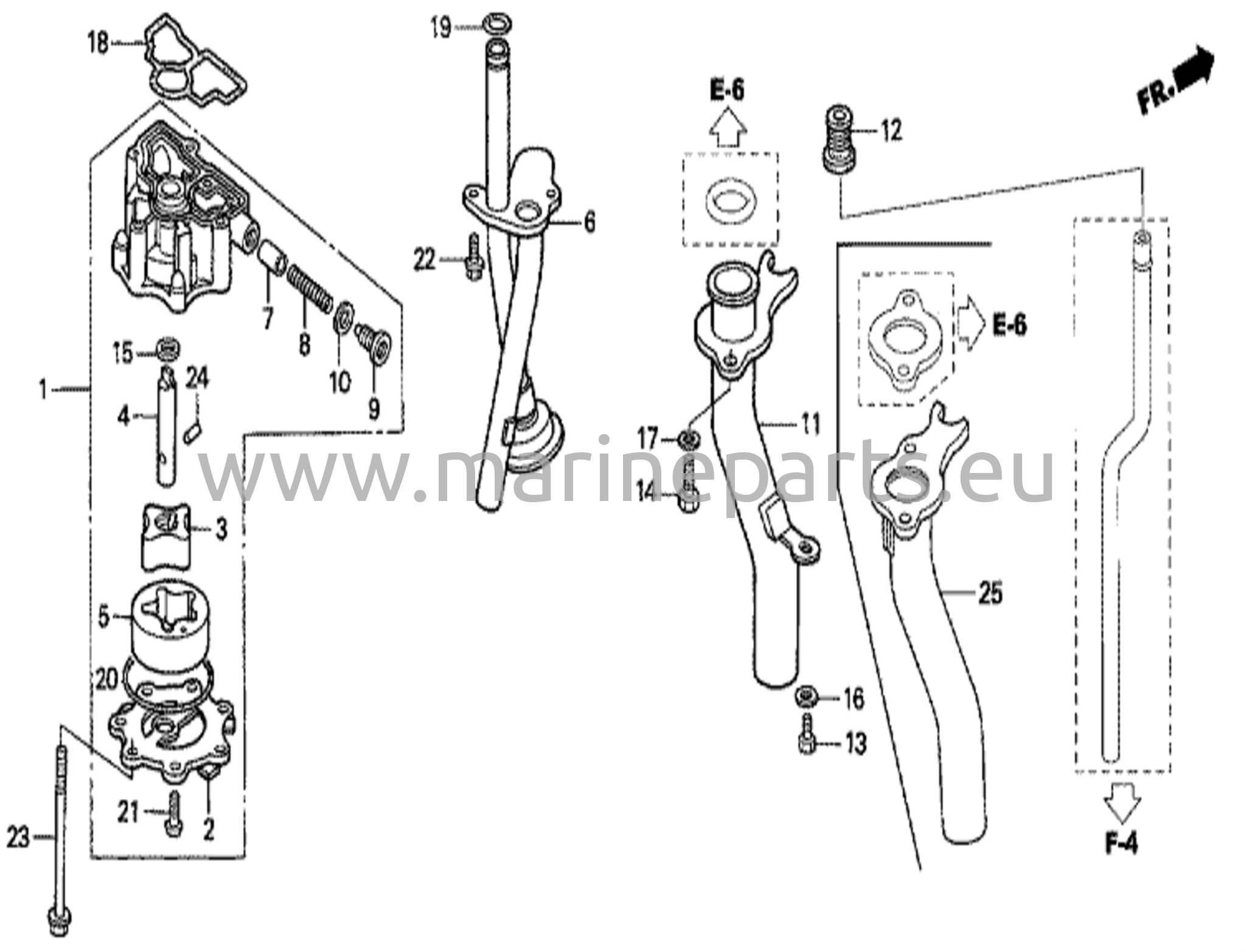 Oil pump/exhaust pipe