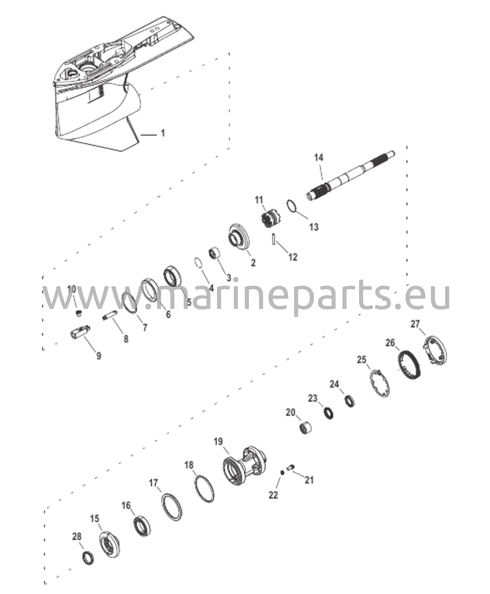Växelhus, propelleraxel 2,07:1 standardrotation