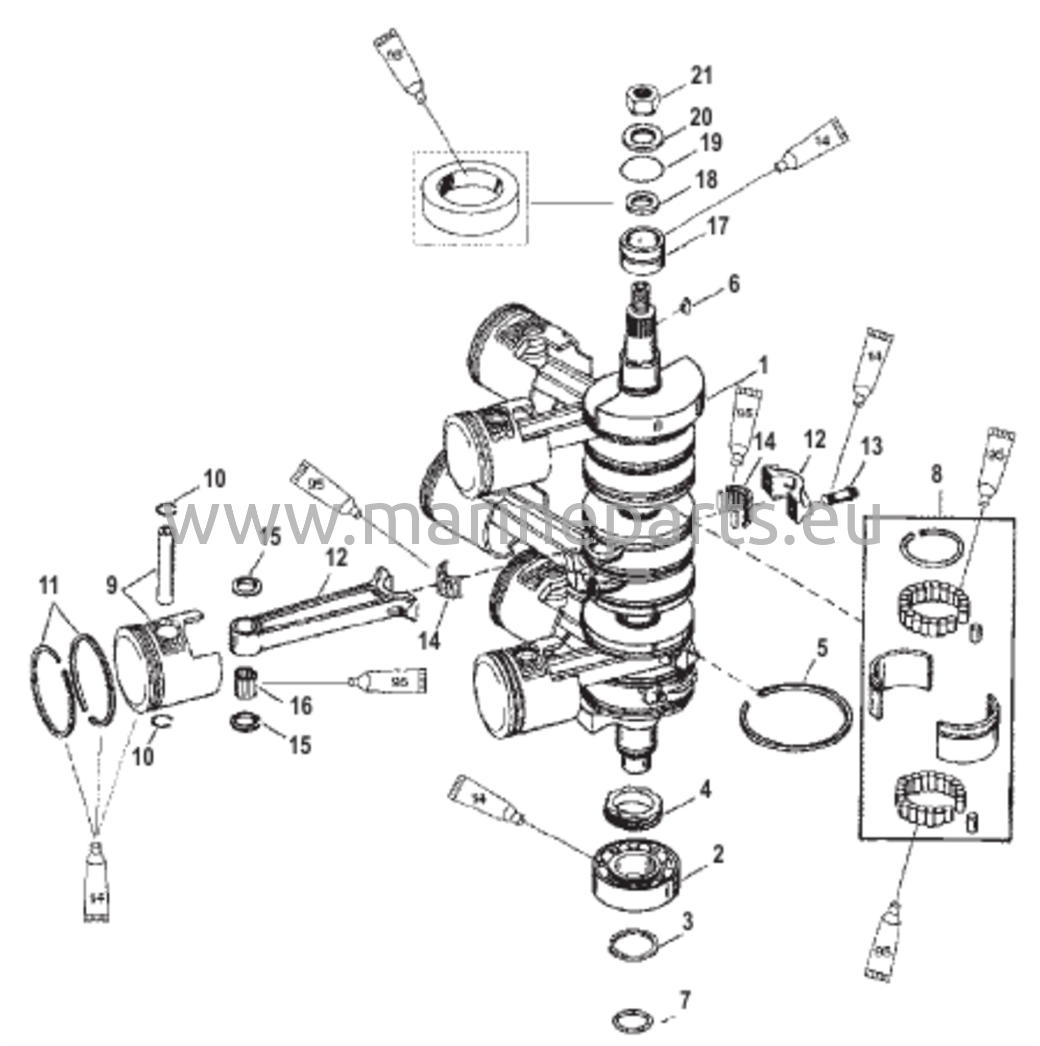 Kampiakseli, männät ja kiertokanget