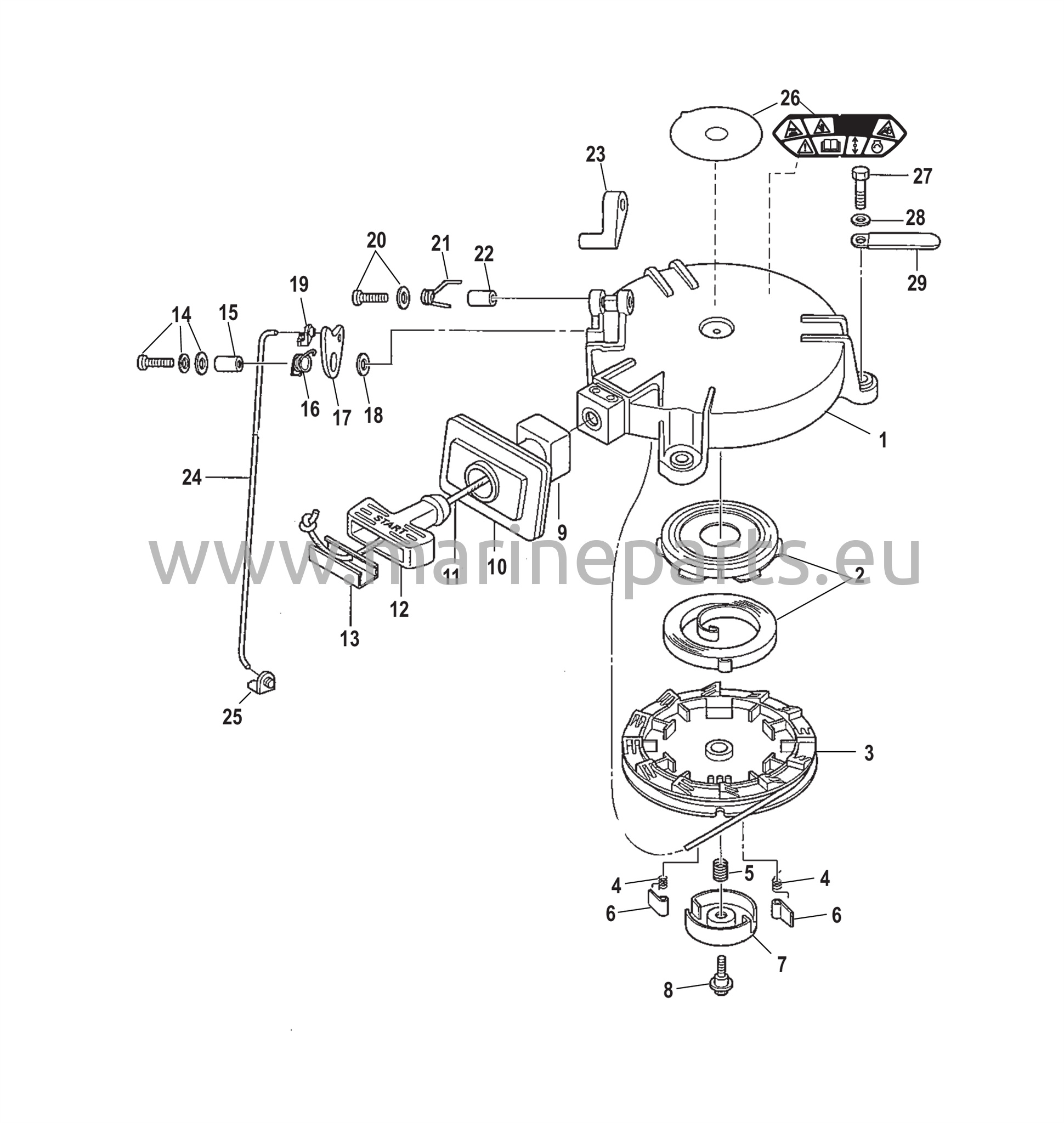 Käynnistimen palautusjousi