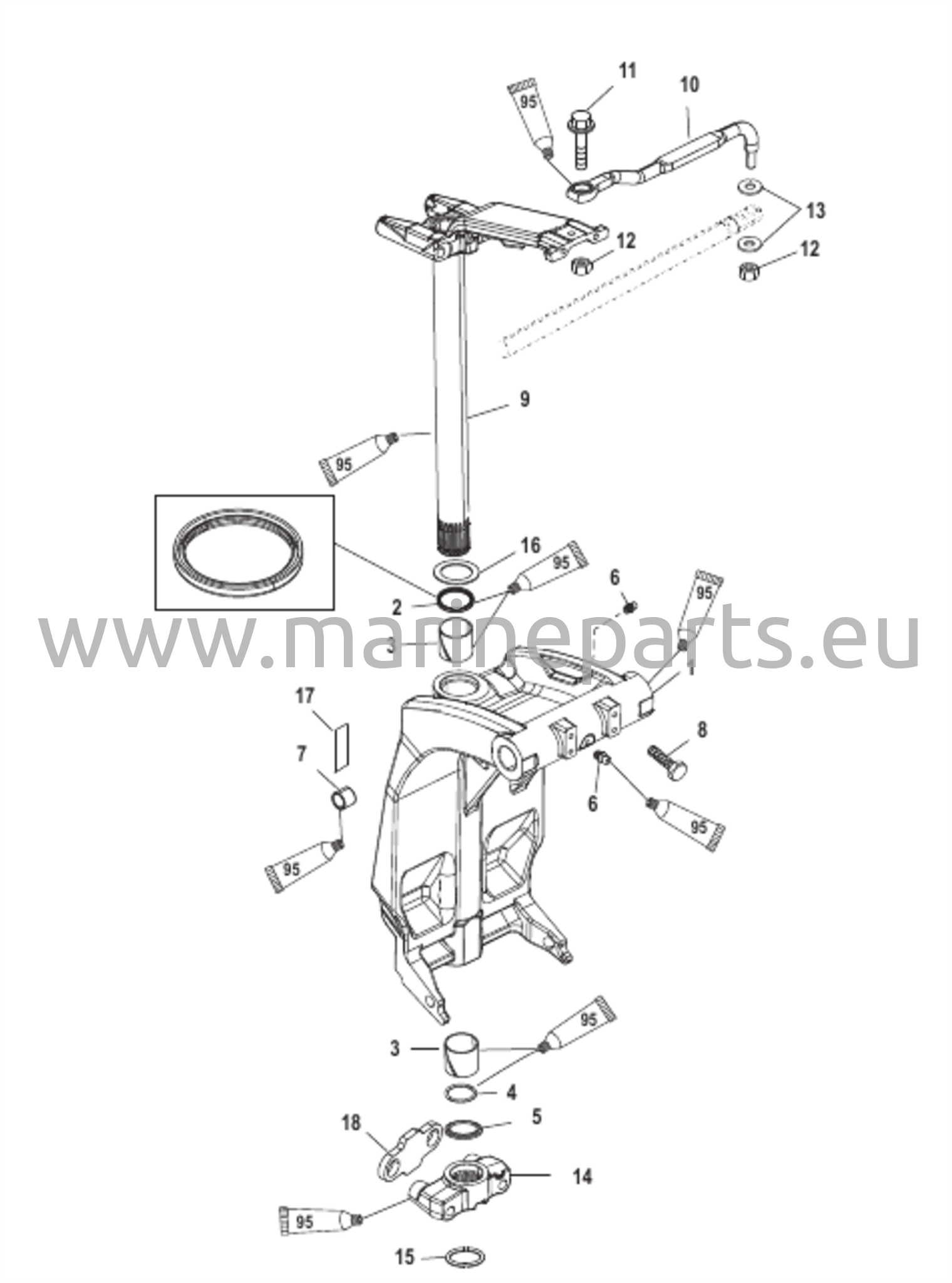 Kääntökiinnike ja ohjausvarsi