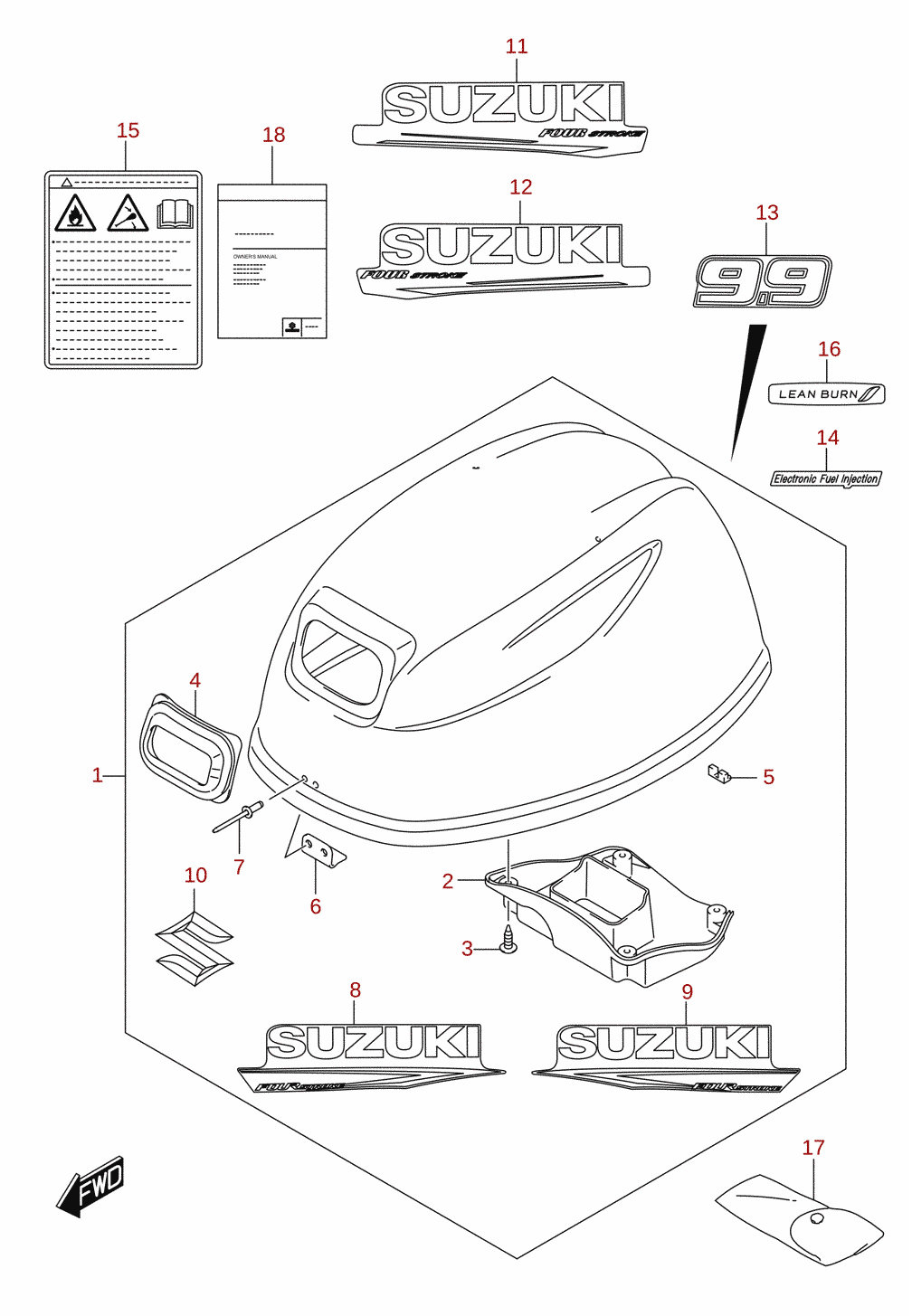Capot moteur (DF9.9) 1/4