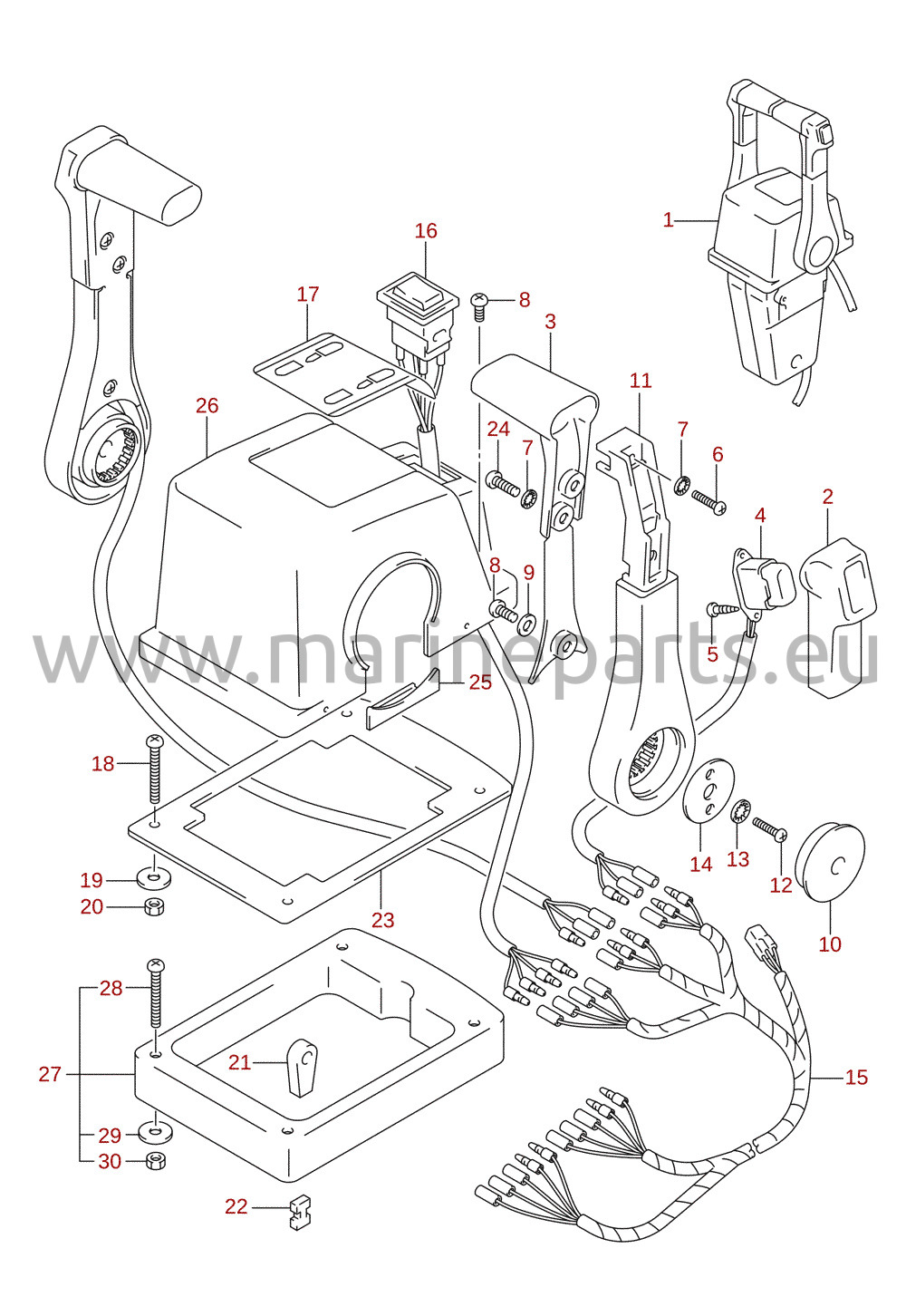 Fernschaltung, doppelt (1) (DF150T, DF150Z, DF175T, DF175Z) (optional)