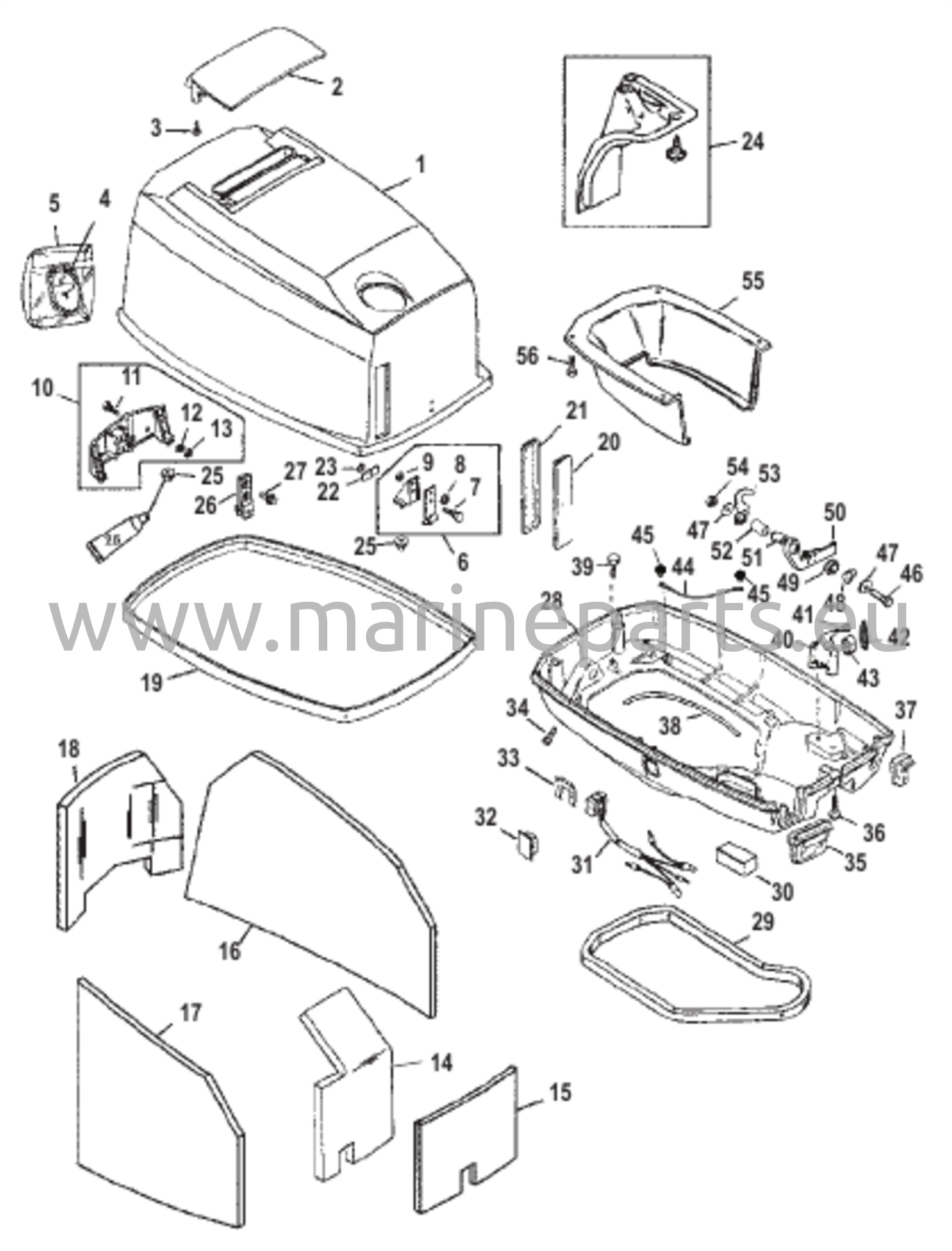 Kypärän ylä- ja alaosa