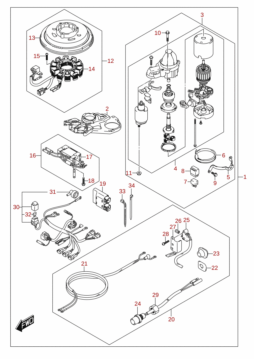 Startmotor (manuel start) (M-starter) (DF8A, DF9.9A) (ekstraudstyr)
