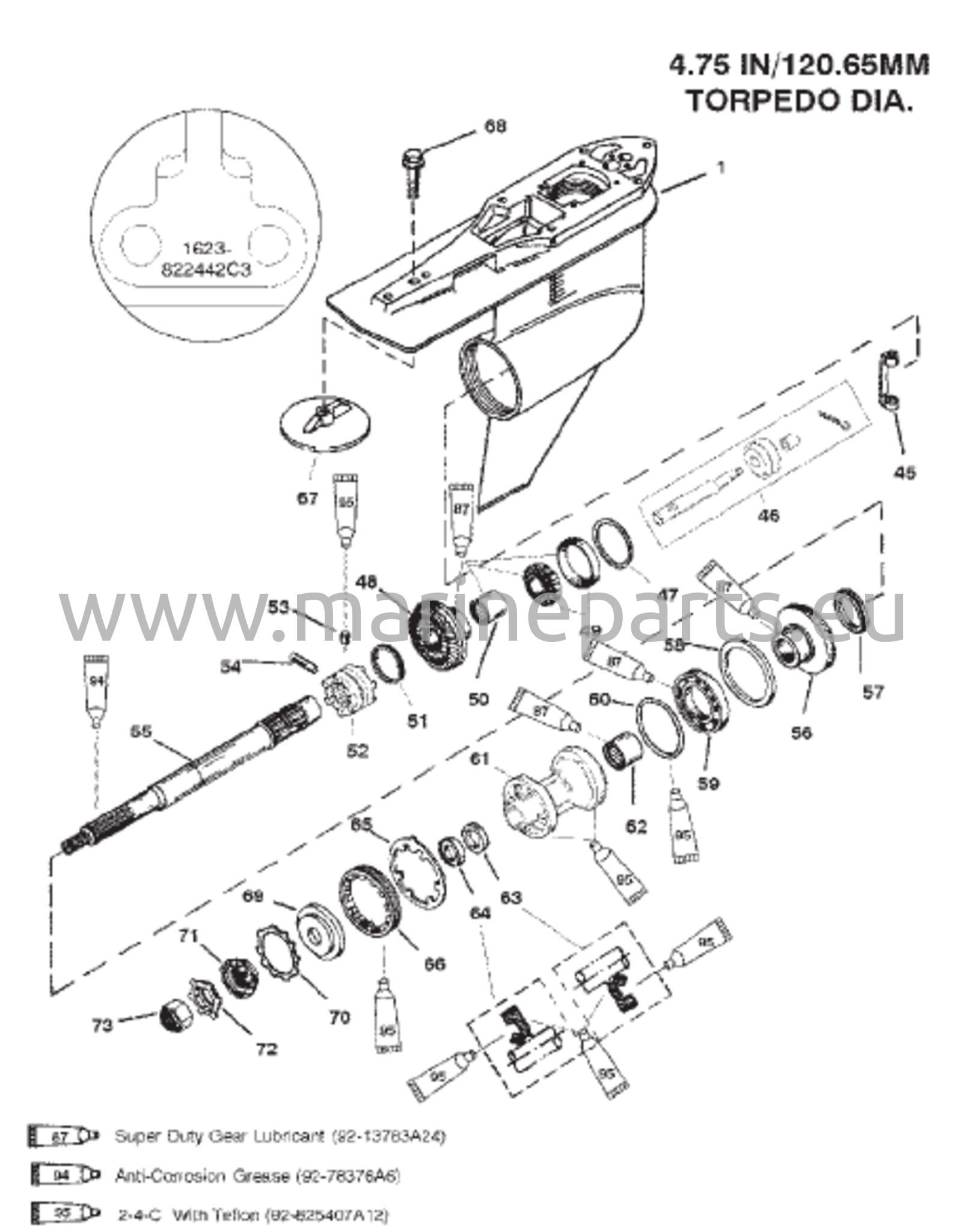 Hammasratta korpus (propeller – standard) (S/N 0G438000 ja uuem – 1623-822442C3)