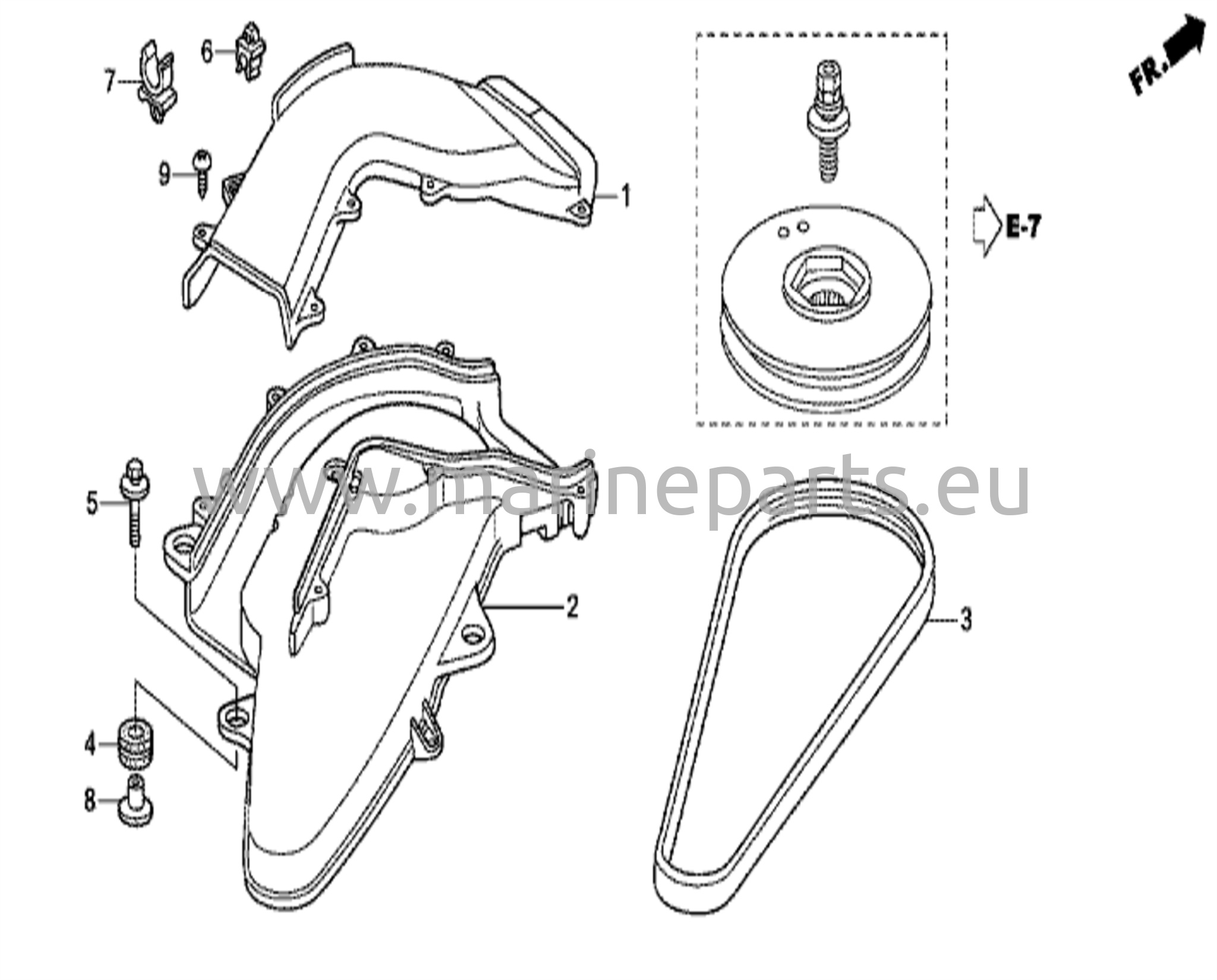 Laturin hihna ja äänenvaimenninilmanvaihtokanava
