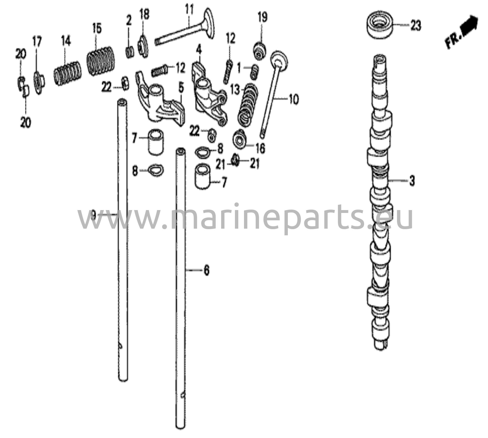 Nokka-akseli/venttiilikoneisto