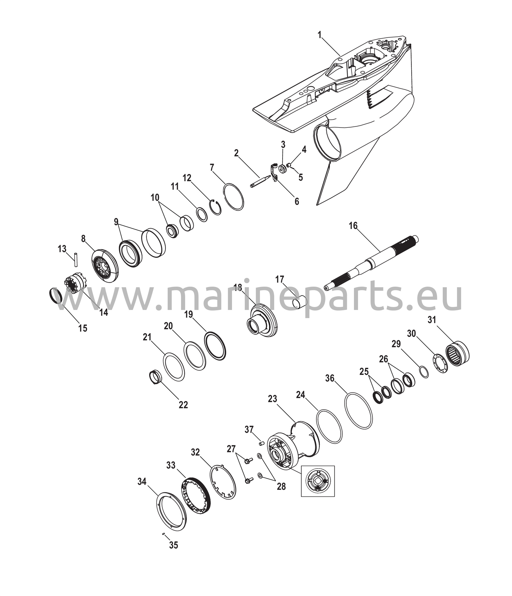 peräpäätä vastapäivään pyörivä, 5,44 Torpedo - Suunnittelu I, rullalaakeri eteenpäin