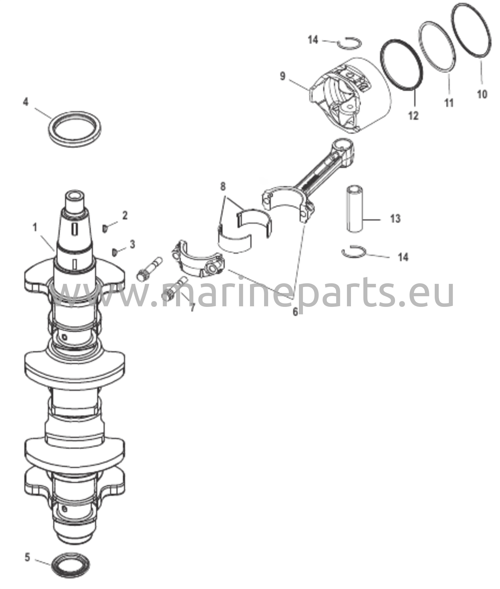 Vevaxel, kolvar och vevstakar