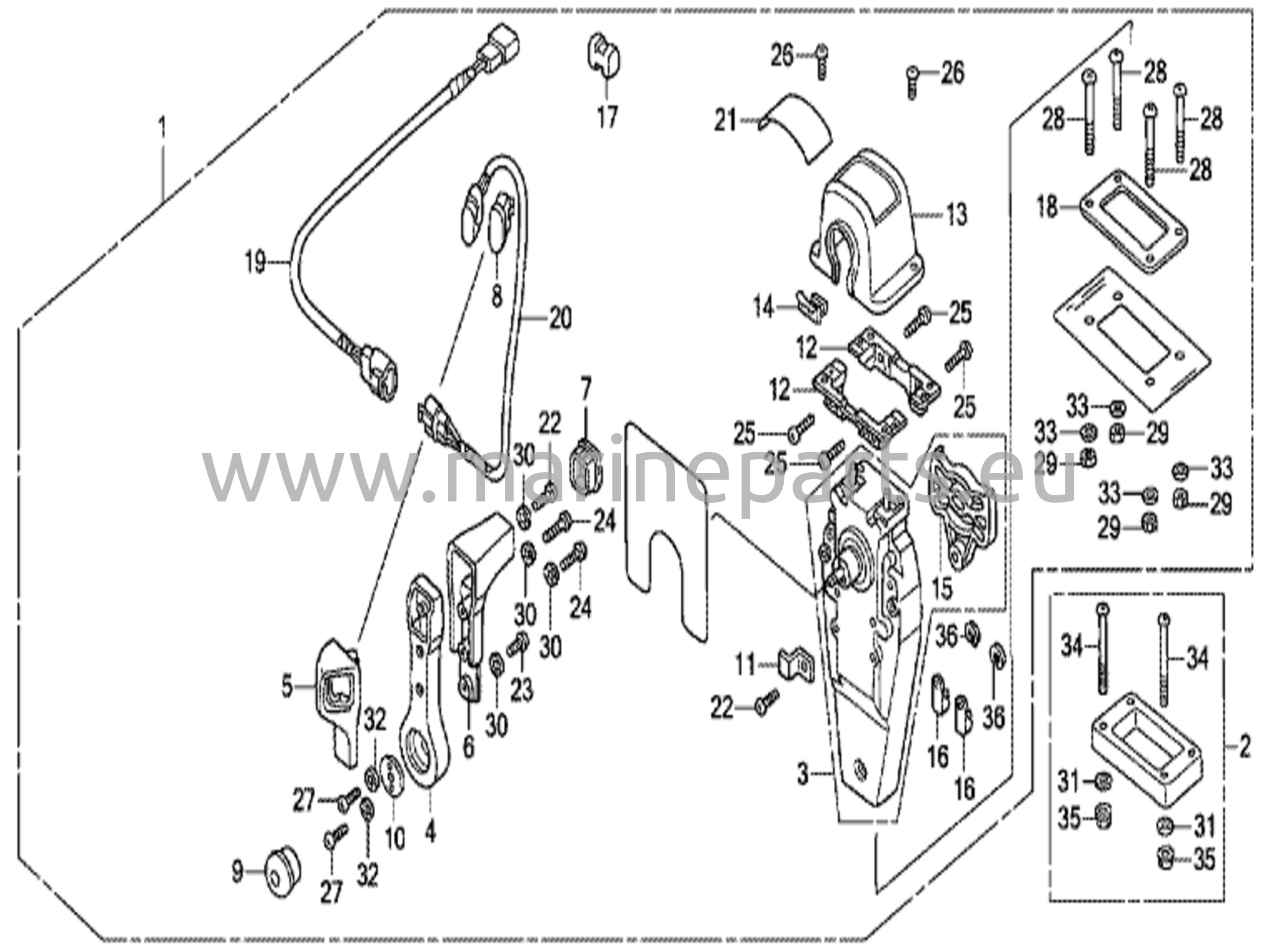 Kaukosäädin (Yläkiinnitys yksittäistyyppi) (Oikea)
