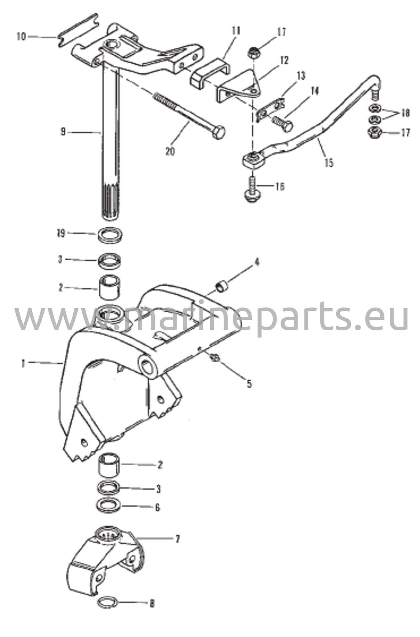 Kääntökiinnike (pitkä akseli) (0C159200 ja uudemmat)