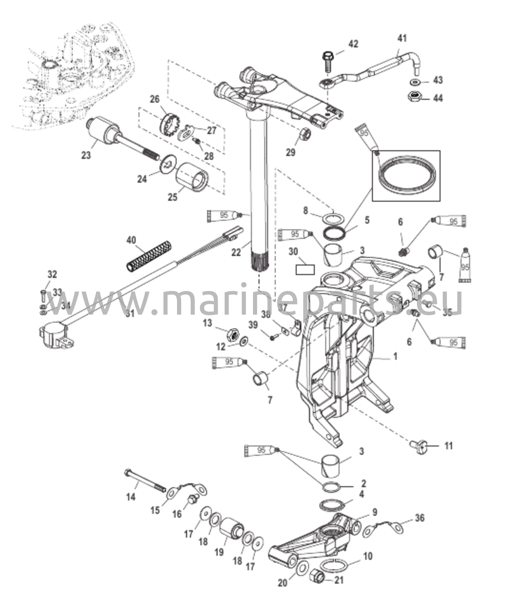 Kääntökiinnike ja ohjausvarsi
