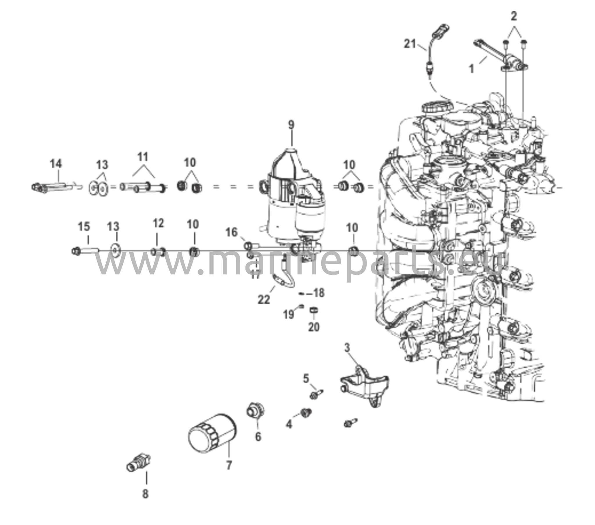 Sähköstarttimoottori/Öljynsuodatin/Anturit