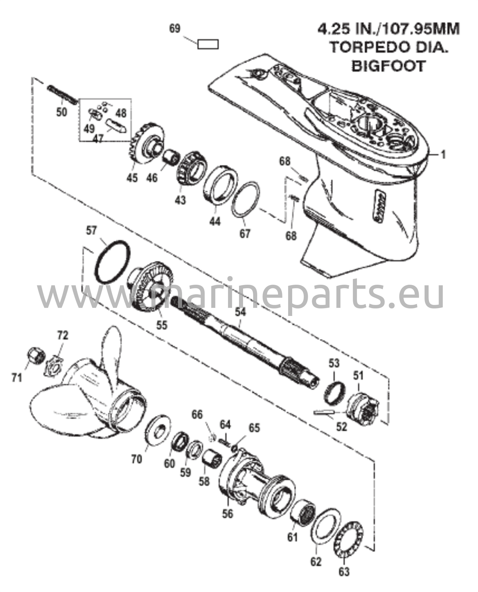 Gear Housing Propeller Shaft - 2.31:1 Gear Ratio 