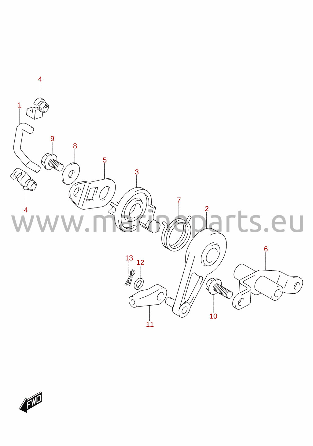Gasbetjening (DF15AR, DF20AR, DF20AT, DF9.9BR, DF9.9BT)