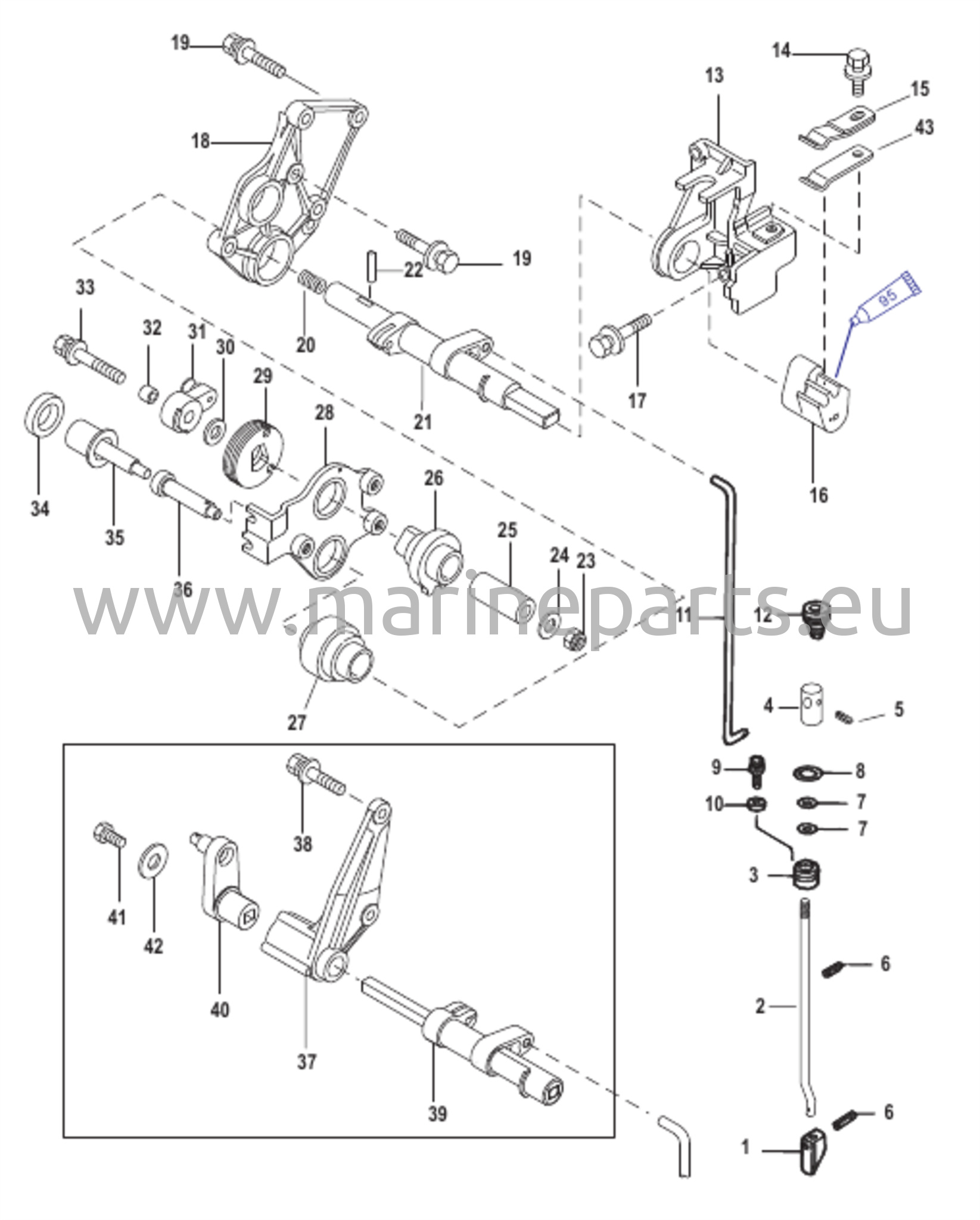 Vaihde ja vaihteen akselin suutin