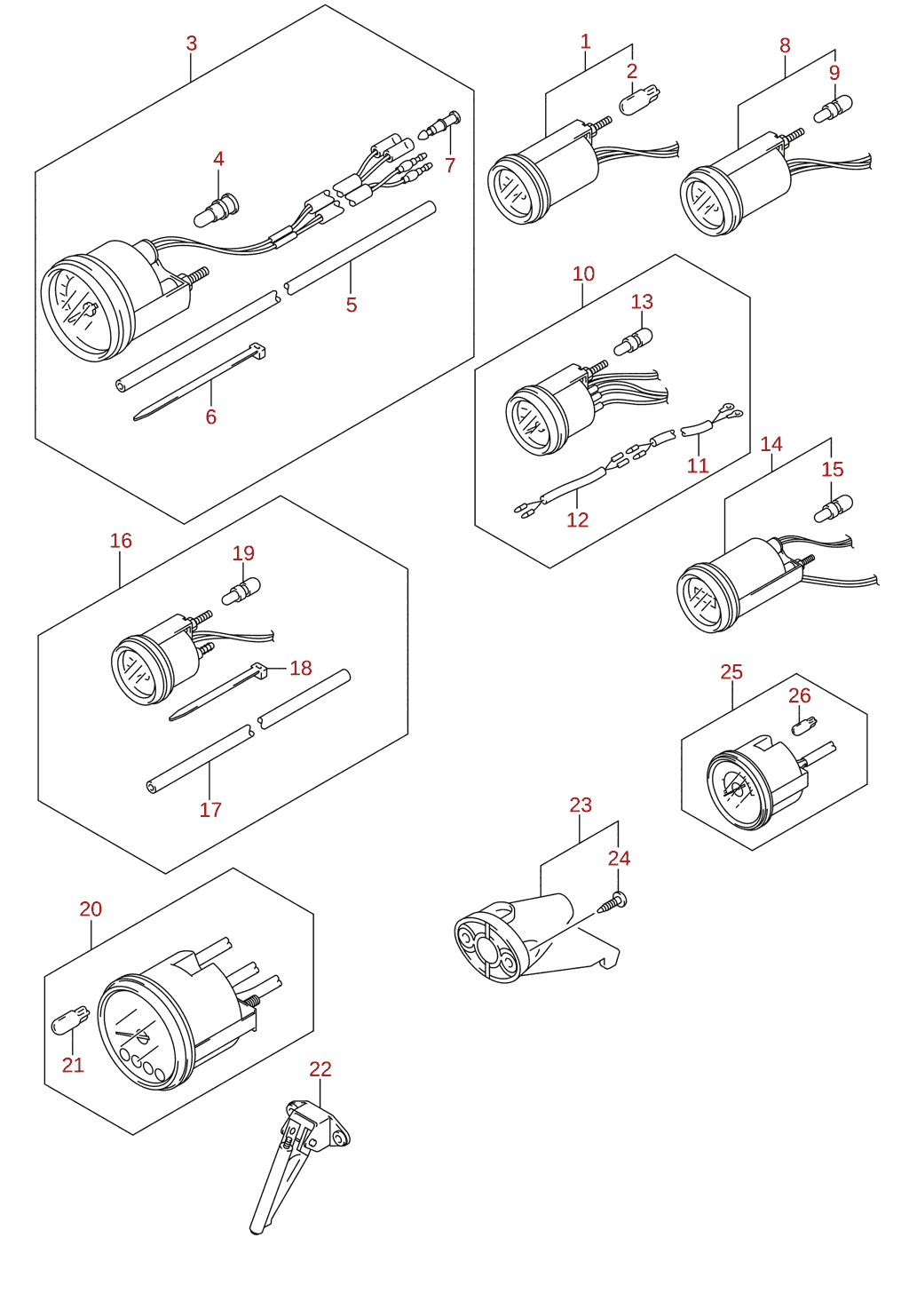 Mittari (DF100B, DF70A, DF75A, DF80A, DF90A) (lisävaruste)
