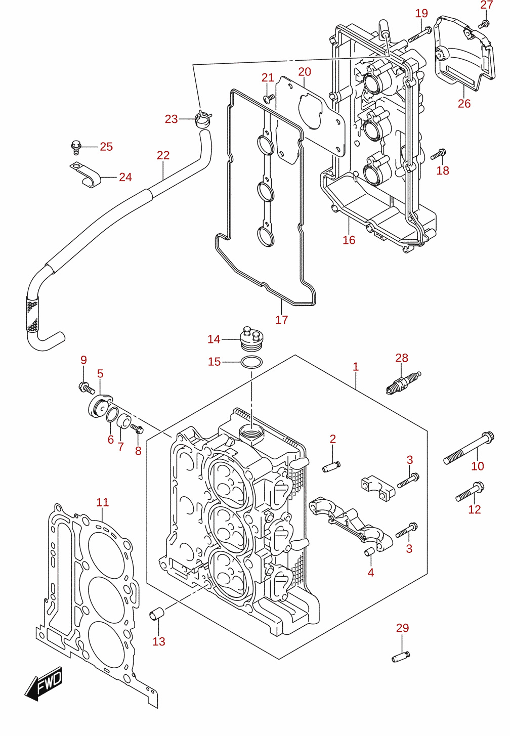 Cylinder head (DF40A, DF40AQH, DF40ATH, DF50)