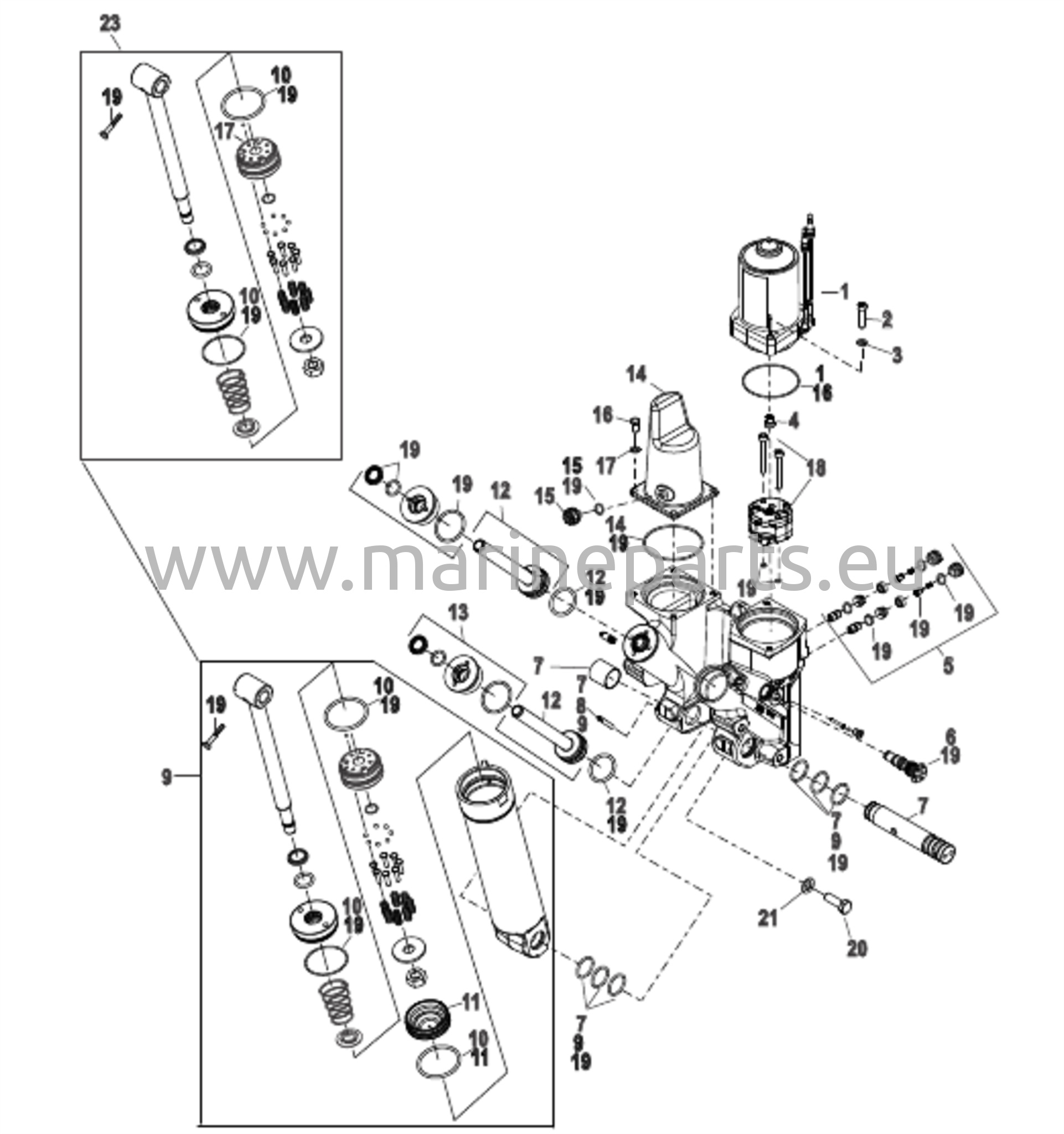 Power Trim -komponentit muovinen moottorin kotelo