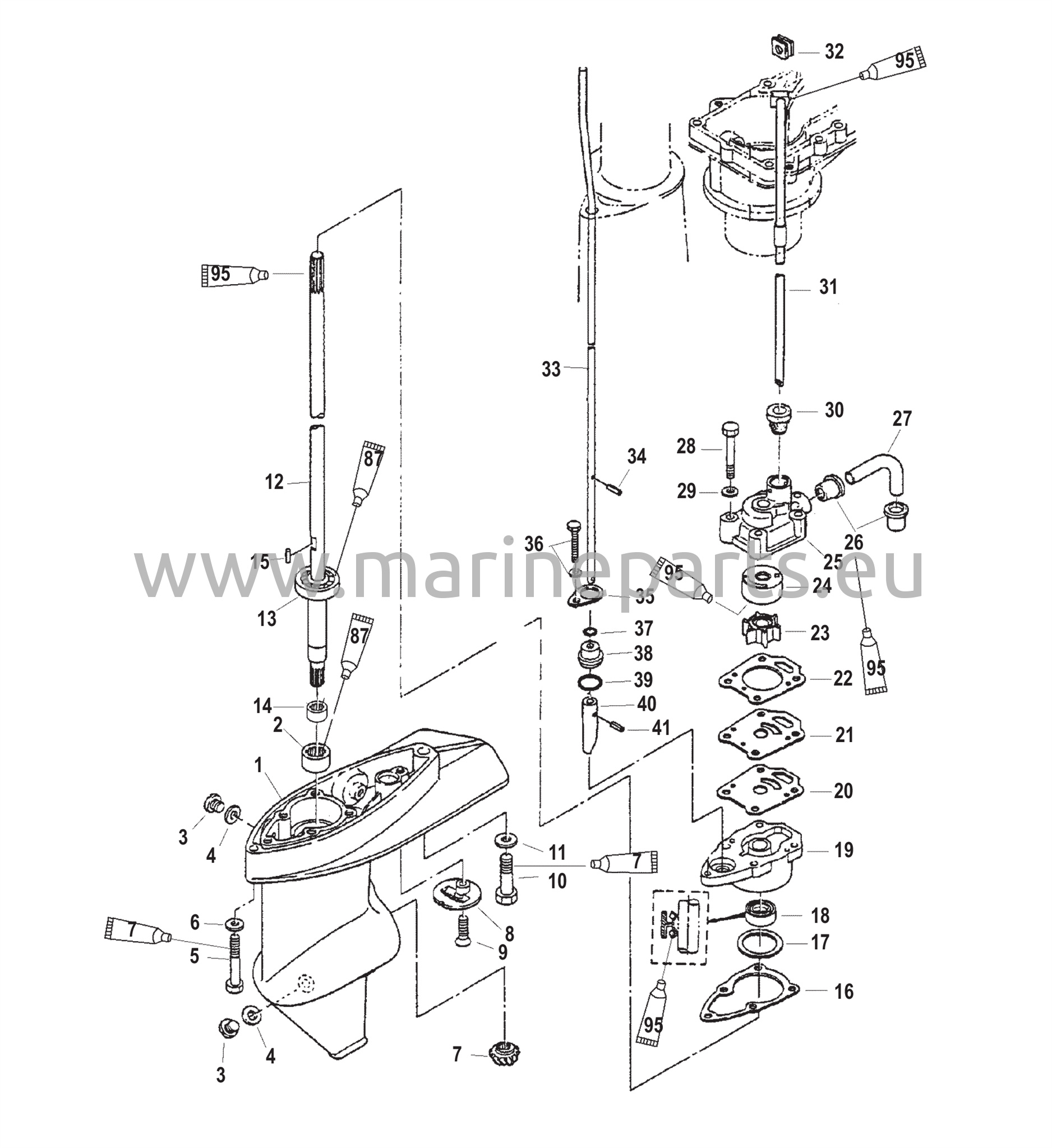 Vaihteiston kotelo ja voimansiirtoakseli
