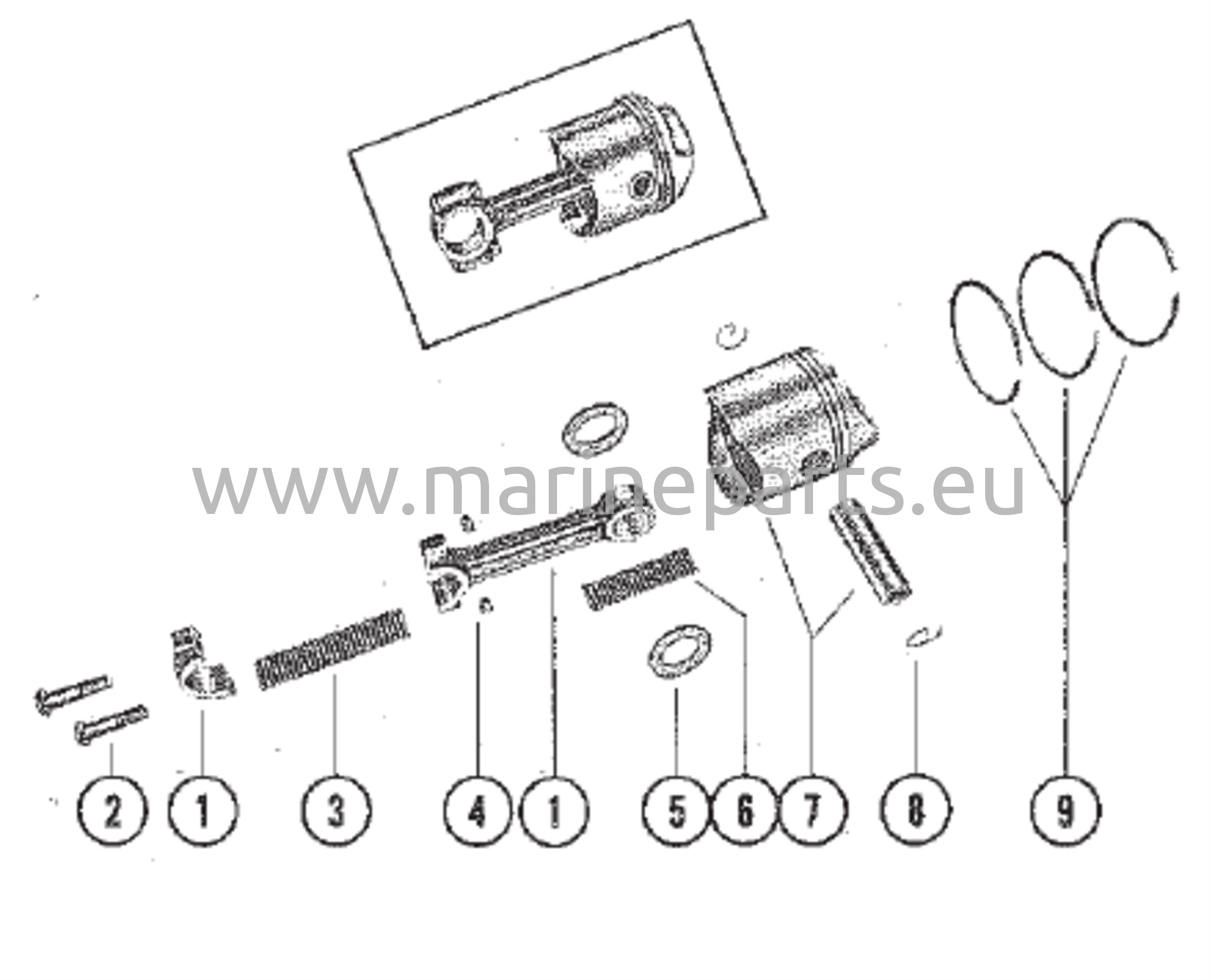 Mäntä- ja kampikytkinkokoonpano