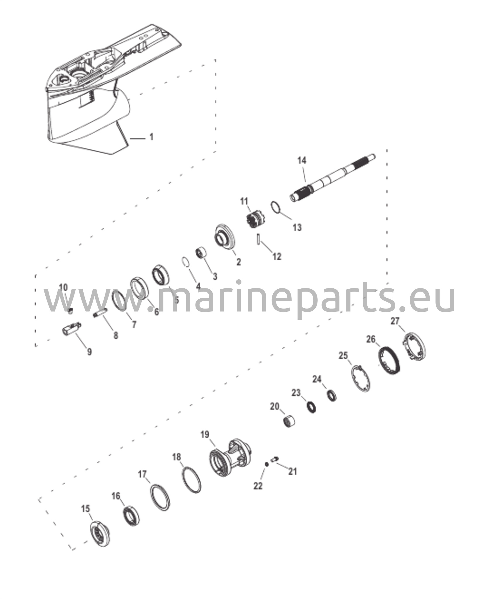 Vaihteiston kotelo, potkuriakseli 2,07:1 vakiorotaatio